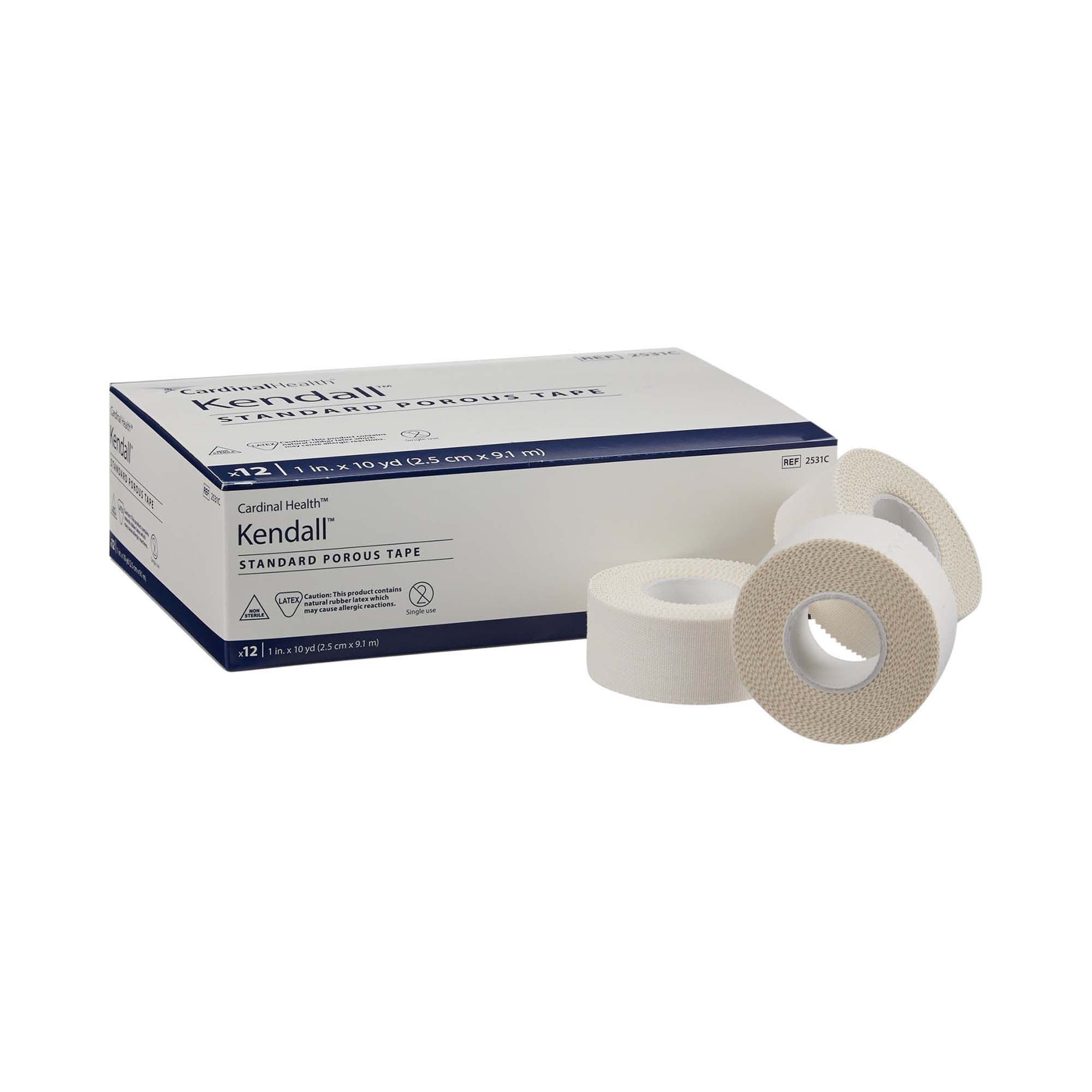 742655 - Kendall - Kendall Standard Porous Medical Tape White 1 in X 10 yd Cloth, 2531C, Box of 12, (BX)