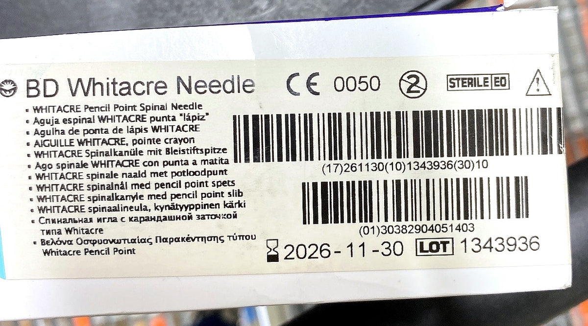 405140 - BD - NEEDLE SPINAL S/SU 25GA TW 5IN WHITACRE, (BX/10)
