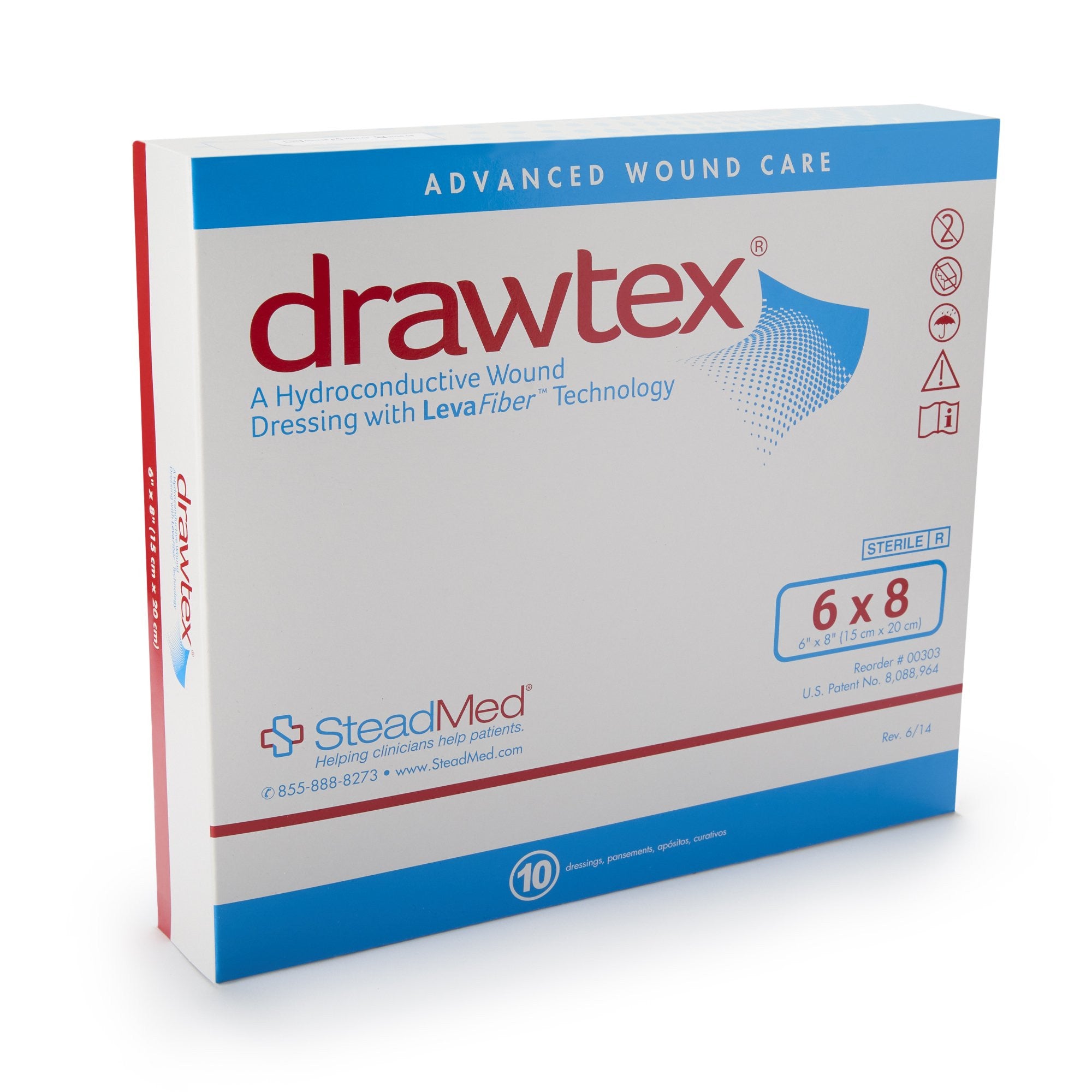 761647 - Drawtex - Drawtex Hydroconductive Wound Dressing 6 X 8 Inch Rectangle, 00303, Box of 10, (BX)
