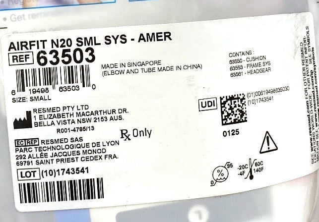 63503 - RESMED - AirFit N20 SML SYS, (EA/1)