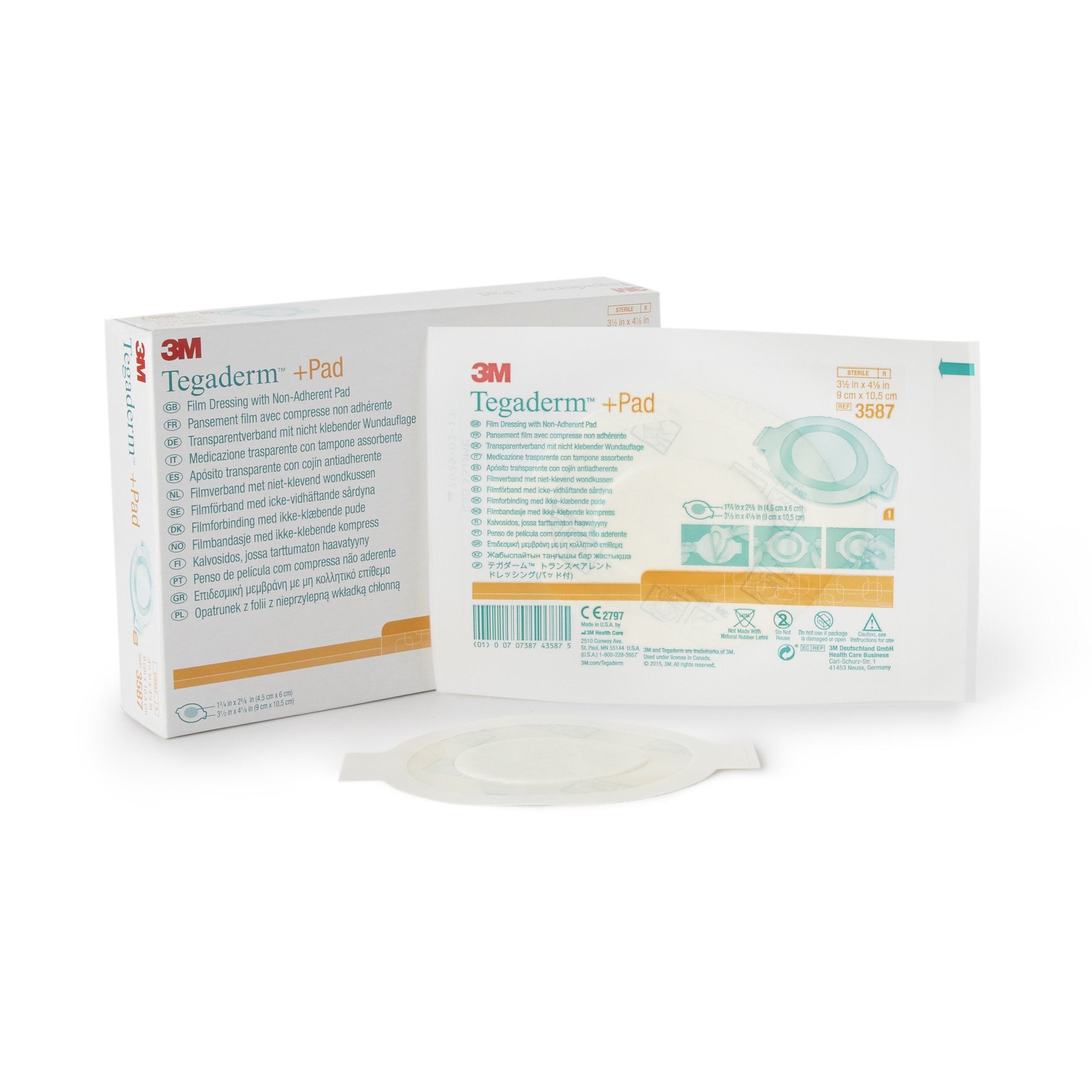318722 - Tegaderm - 3M Tegaderm Transparent Film Dressing with Pad 3-1/2 X 4 Inch Frame Style Delivery Rectangle Sterile, 3587, Box of 25, (BX)