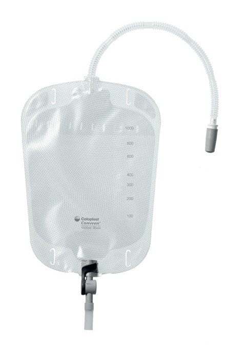 901845 - Conveen - Urinary Leg Bag Conveen Security Anti-Reflux Valve, Clamp Valve NonSterile 1000 mL Vinyl, Flocked 21027 Box of 10, (BX)