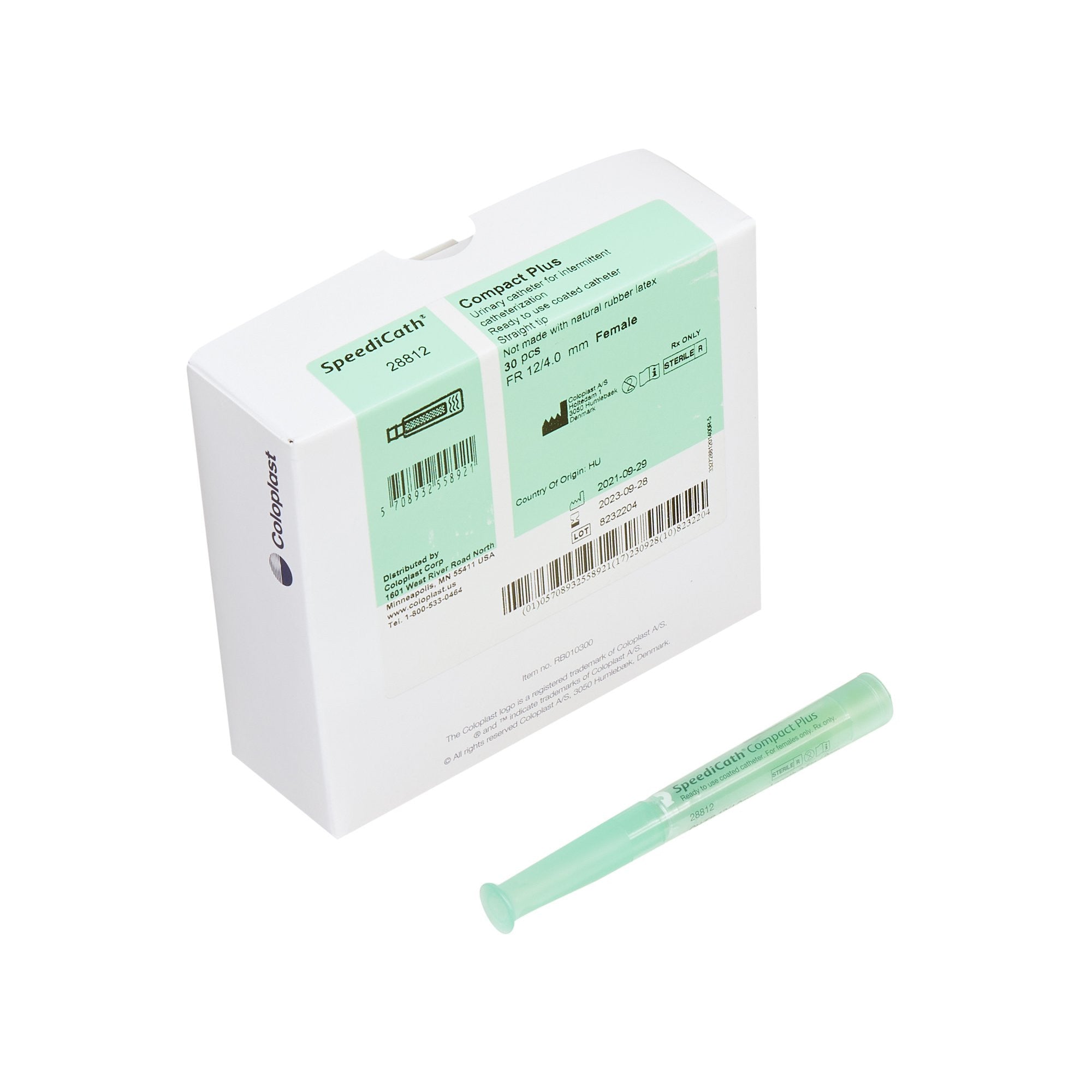 906219 - Coloplast - Urethral Catheter SpeediCath Compact Plus Straight Tip Polyurethane 12 Fr. 2.75 in, 28812 Pack of 1, (EA)