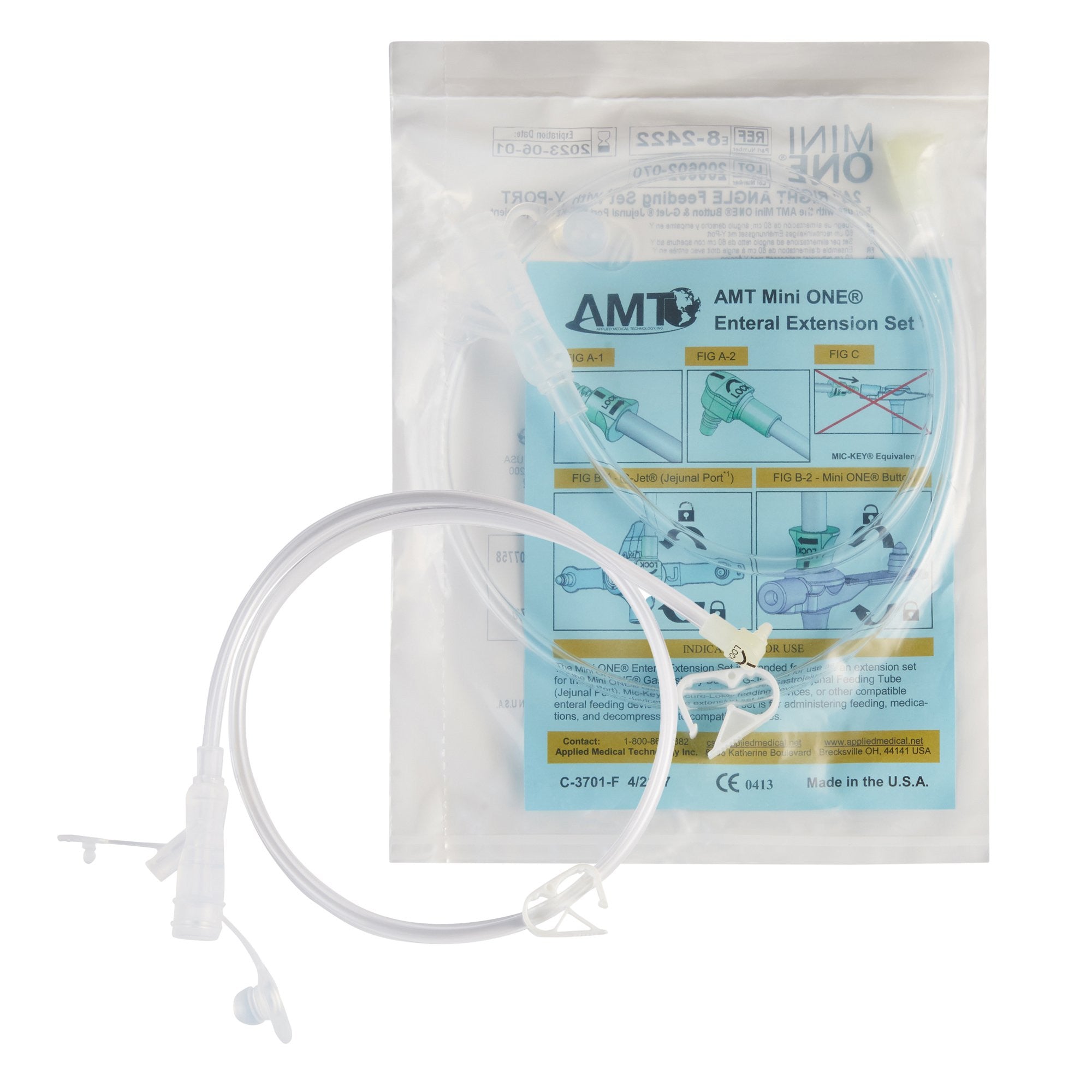 727977 - Mini Series - Mini ONE Right Angle Connector with Y-Port Adapter 24 Inch, Clear, 8-2422, Box of 10, (BX)