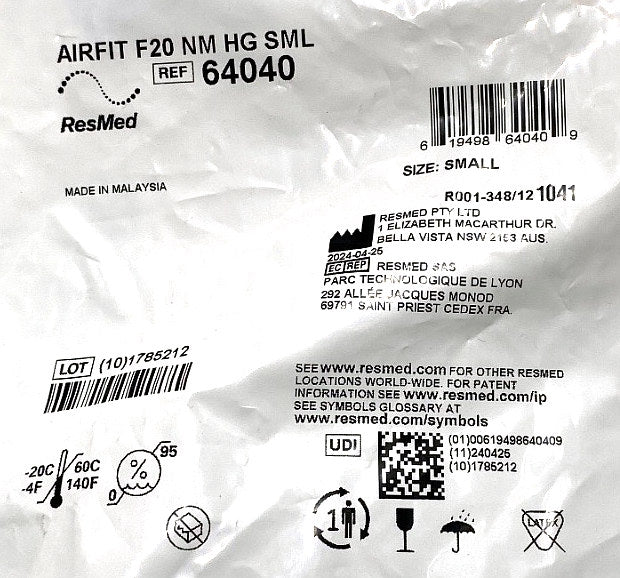 64040 - RESMED - Air fit f20 nm hg sml, (EA/1)