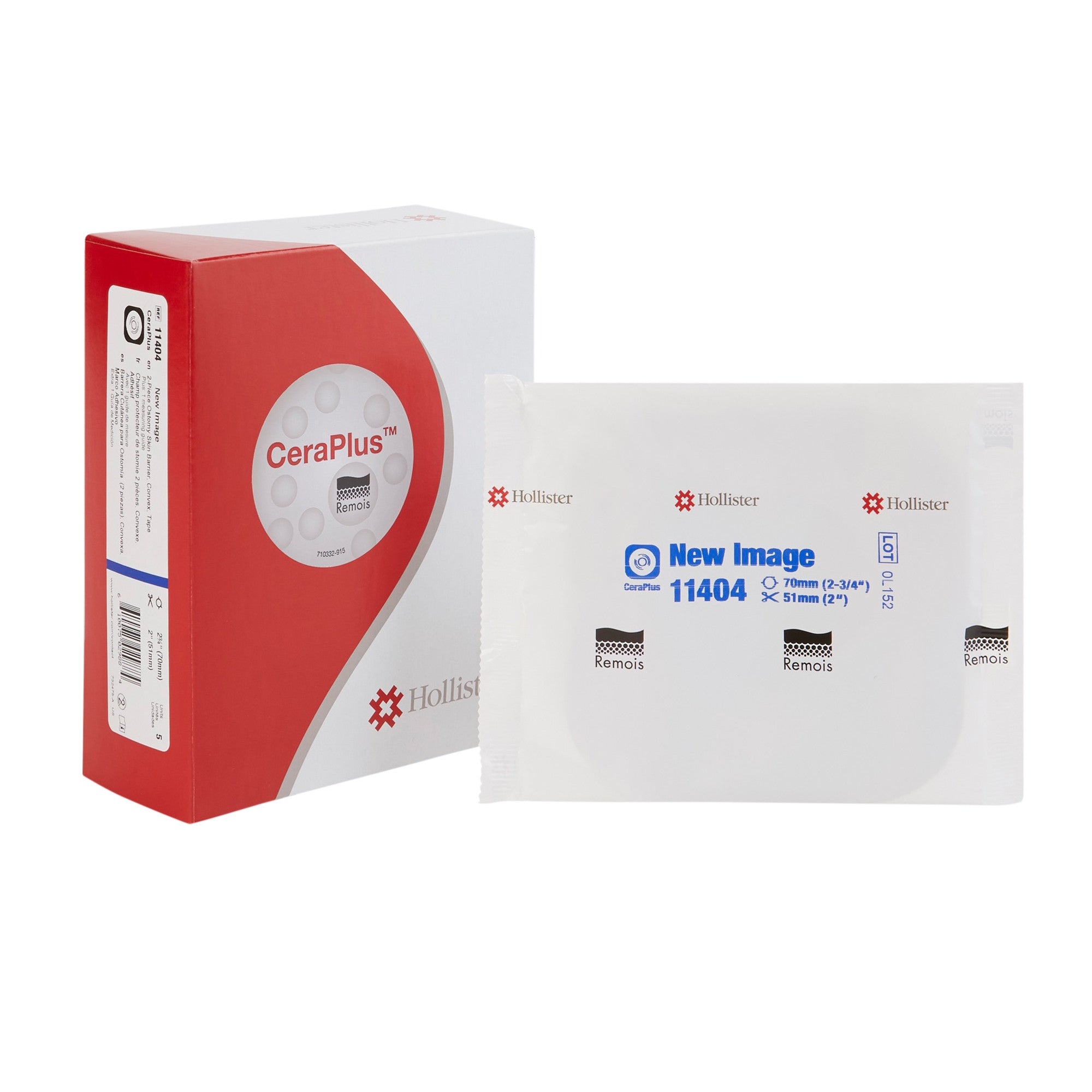 970805 - New Image - Ostomy Barrier New Image CeraPlus Trim to Fit, Extended Wear Adhesive Tape Borders 70 mm Flange Blue Code System Up to 2 Inch Opening 11404 Box of 5, (BX)