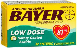 981617 - Bayer - Bayer Pain Relief 81 mg Strength Aspirin Tablet 32, Bottle of 1, (BT)