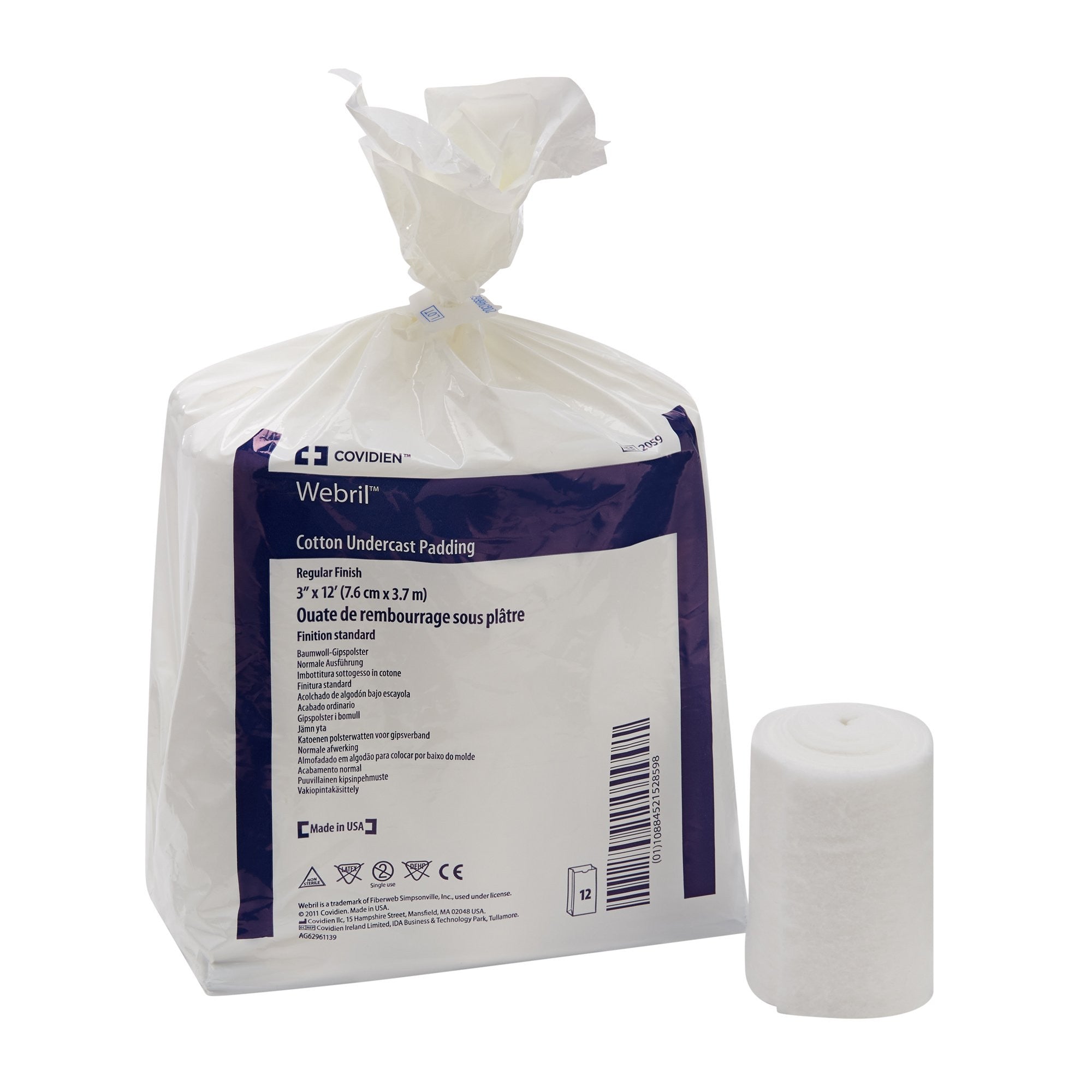 9970 - Webril - Cast Padding Undercast Webril 3 Inch x 4 Yard Cotton NonSterile 2059- Case of 72, (CS)