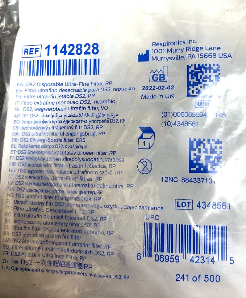 1142828 - RESPIRONICS - Ds2 disposable ultra -fine filter RP, (EA/1)