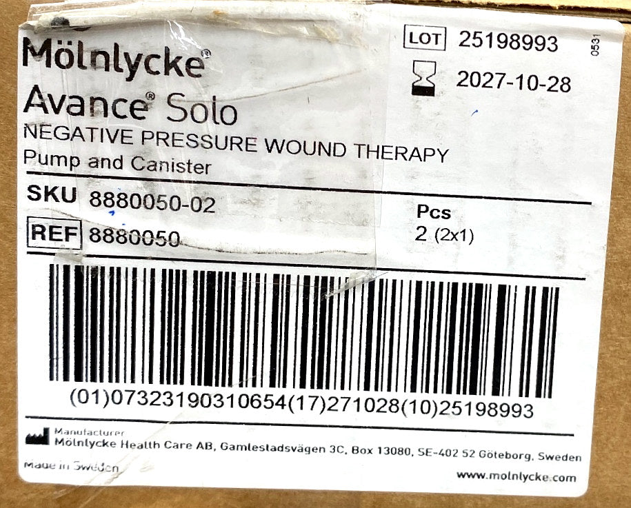 8880050 - MÖLNLYCKE - Avance Solo Pump and Canister Set, (CS/2)