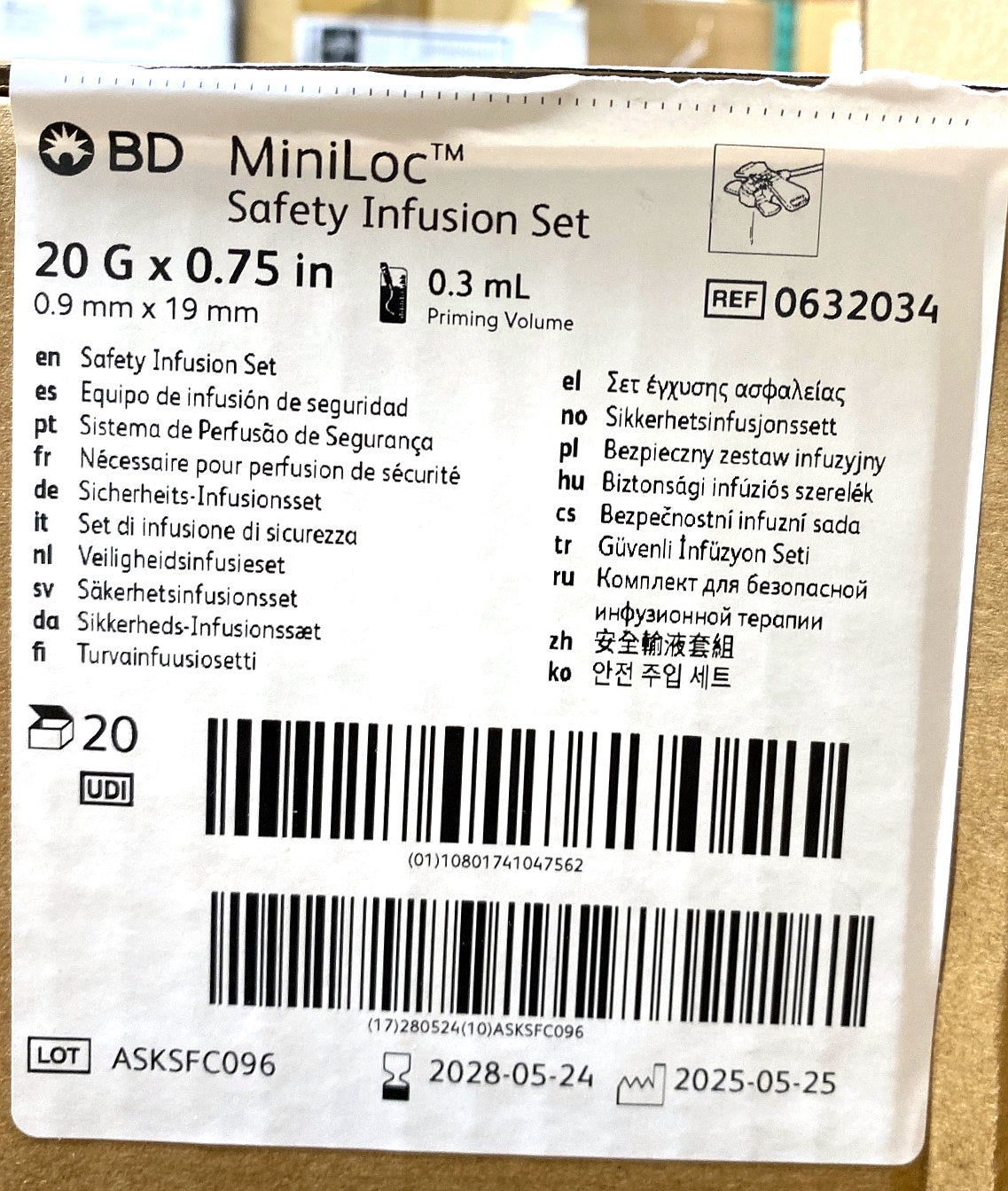 0632034 - BARD - MiniLoc 20G x 0.75 inch, (BX/20)