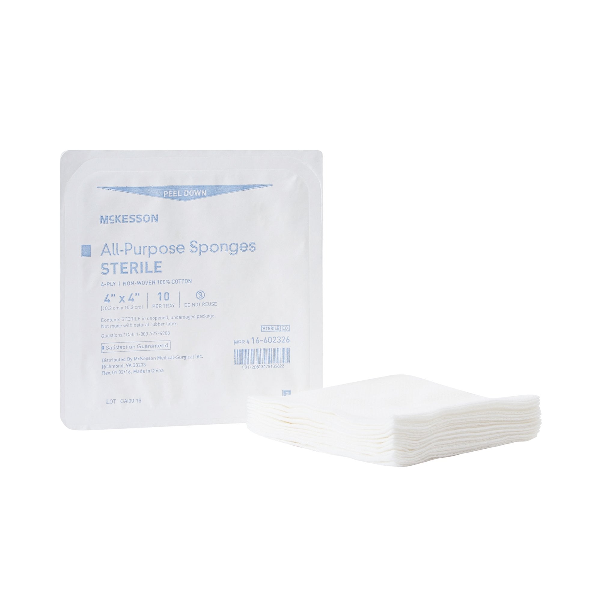 481055 - McKesson - McKesson Nonwoven Sponge 4 X 4 Inch 4-Ply Sterile 10 per Tray, 16-602326, Transaction of 1, (TR)