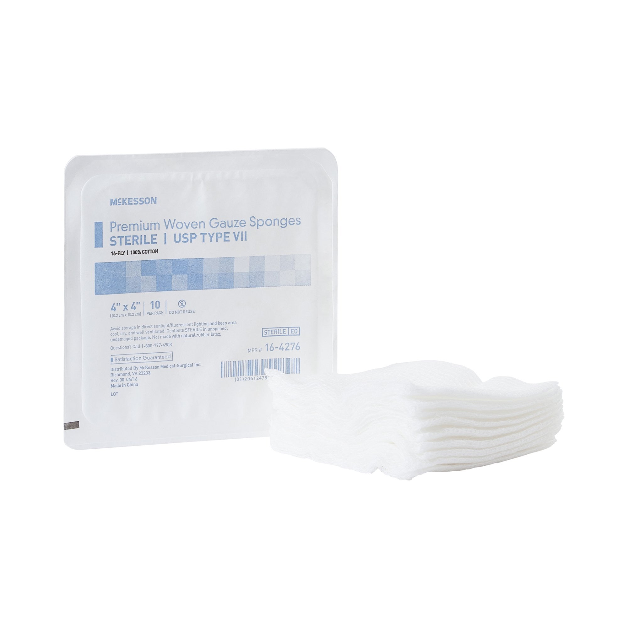 474706 - McKesson - McKesson Gauze Sponge 4 X 4 in 16-Ply Sterile , 16-4276, Case of 72, (CS)