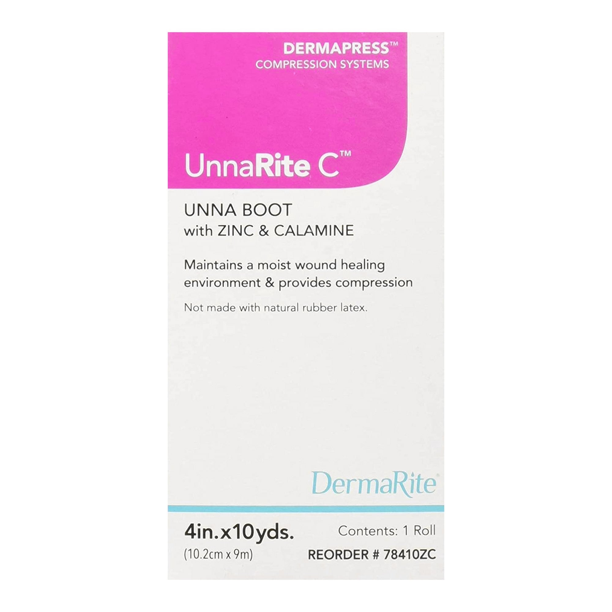 980206 - UnnaRite - UnnaRite C Unna Boot Zinc Oxide / Calamine 4 Inch X 10 Yard, 78410ZC, Box of 1, (BX)