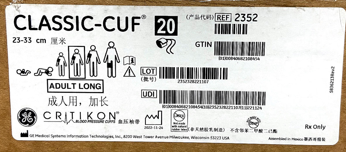 2352 - GE - CLASSIC-CUF, ADULT LONG, 2 TB SUBMIN, 23 - 33 CM, SINGLE, (BX/20)