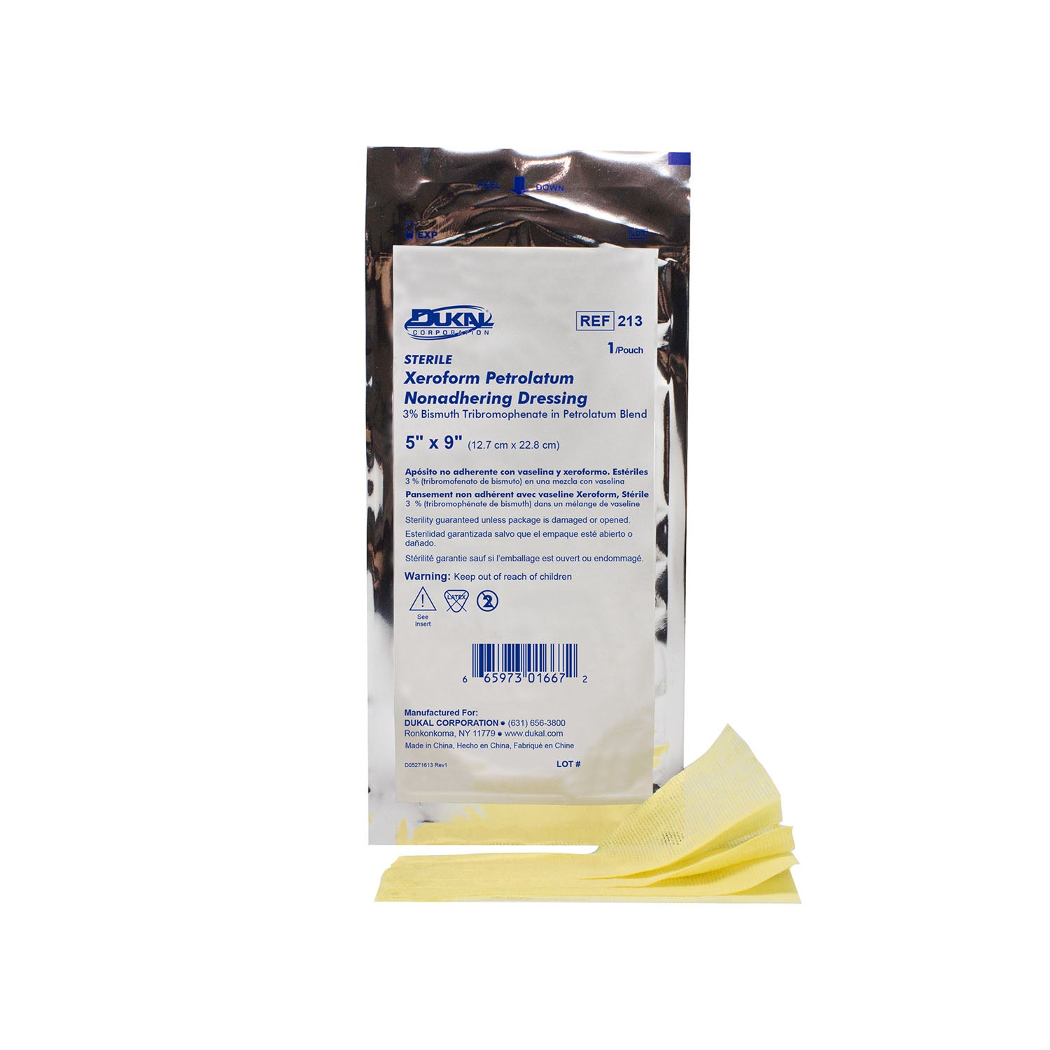 213 - Dukal Corporation - Xeroform Gauze Dressing, 5" x 9", Sterile, 1/pk, 50 pk/bx    , bx