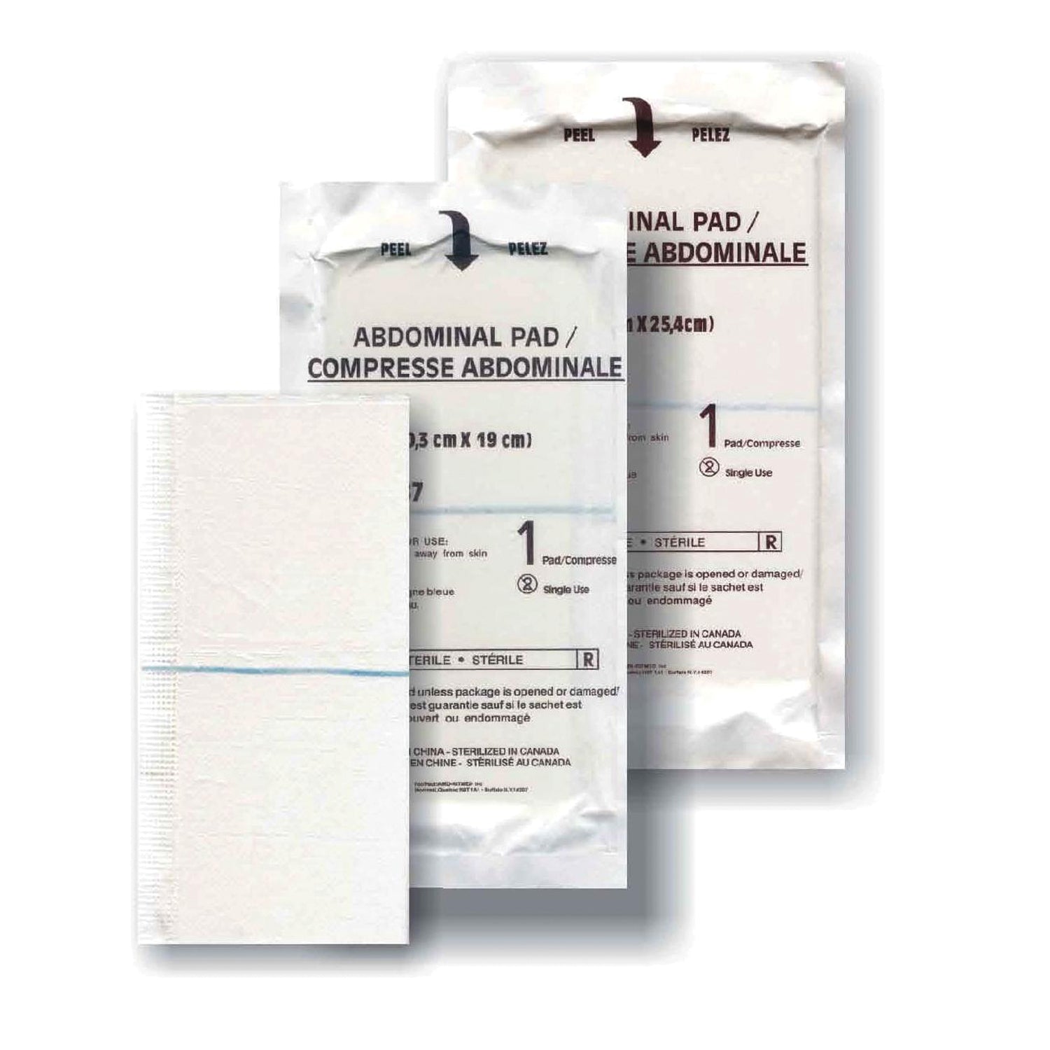 A7159 - AMD-Medicom - Almohadilla abdominal, 5" x 9", no estéril, extremos sellados, 576/caja