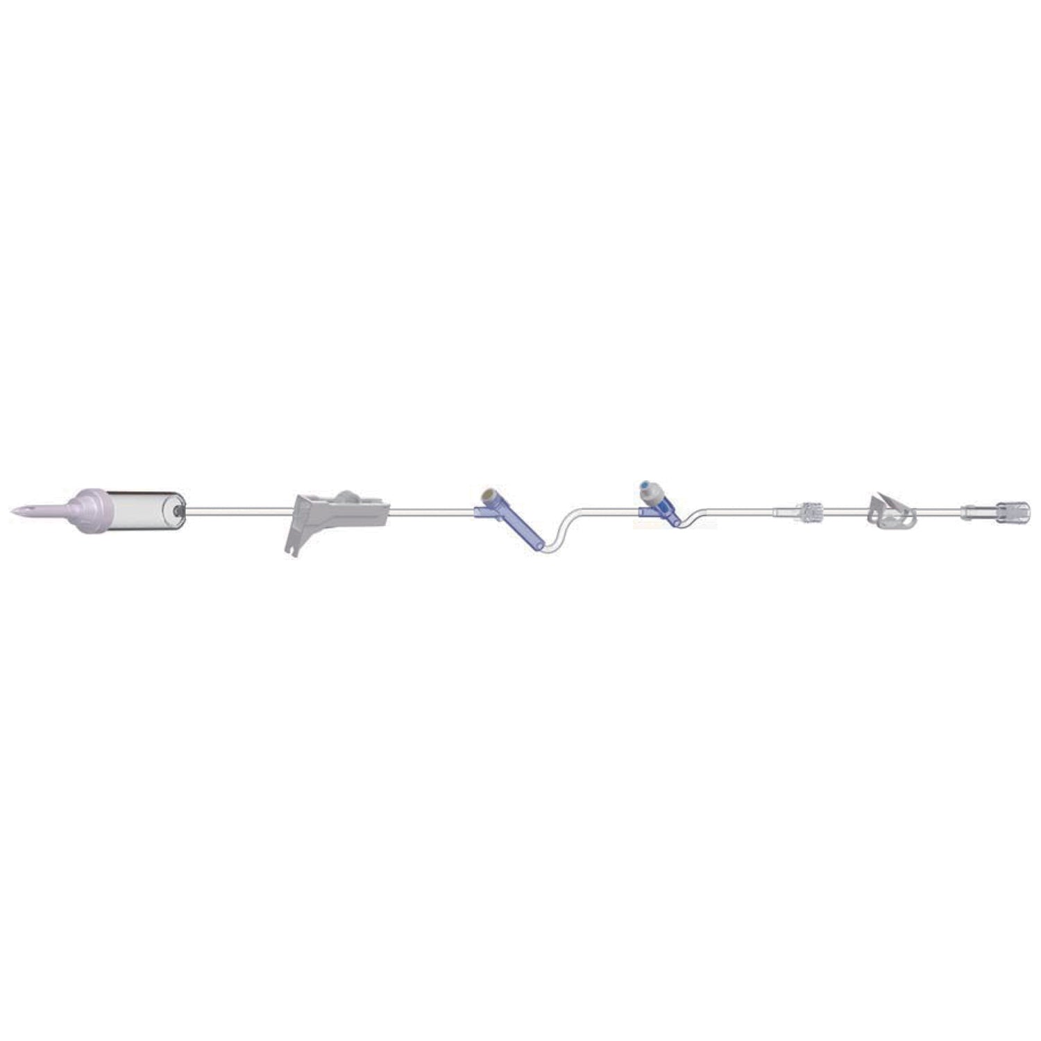 108305 - Amsino International, Inc. - IV Admin Set, Pre-Attached Extension Set, 10 Drops Per mL, 89" Length, 16 mL Priming Volume, Non-Vented, 1 Pre-Pierced Y Site, 1 AMSafe Needle-Free Y Site with Pre-Attached Extension Set, Roberts Clamp, Rotating Male