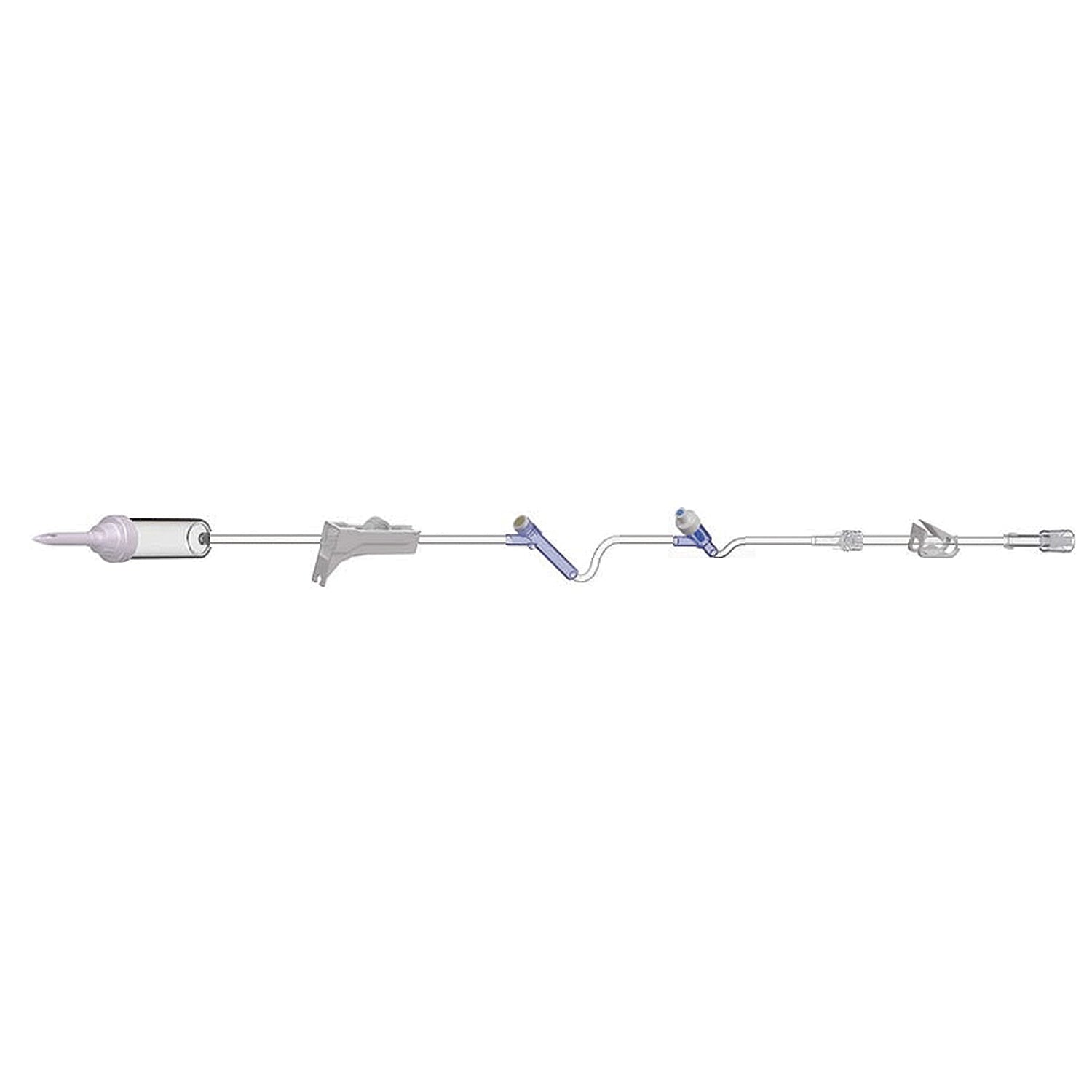 158305 - Amsino International, Inc. - IV Admin Set, 15 Drops Per mL, 89" Length, 16 mL Priming Volume, Non-Vented, Roller Clamp, 1 Pre-Pierced Y Site,1 AMSafe Needle-Free Y Site with Pre-Attached Extension Set, Roberts Clamp, Rotating Male Luer Lock, PE