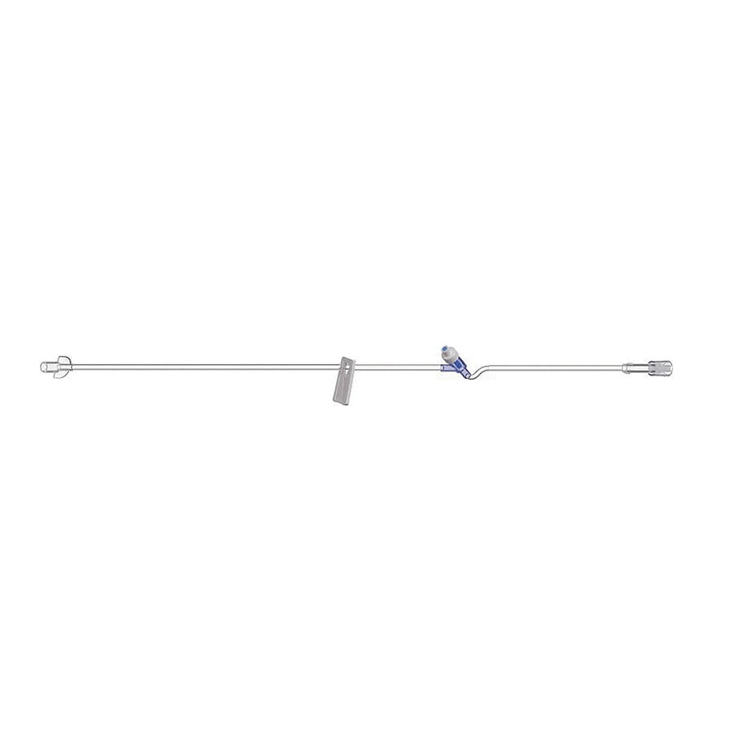 AE0107 - Amsino International, Inc. - 靜脈輸液延長管套裝，7英寸，單滑夾，PosiSite 無針注射 Y 型接頭，不含 DEHP，不含乳膠 (LF)，母魯爾接頭及帽，滑夾，PosiSite 無針注射 Y 型接頭，旋轉公魯爾接頭鎖及帽，聚乙烯袋