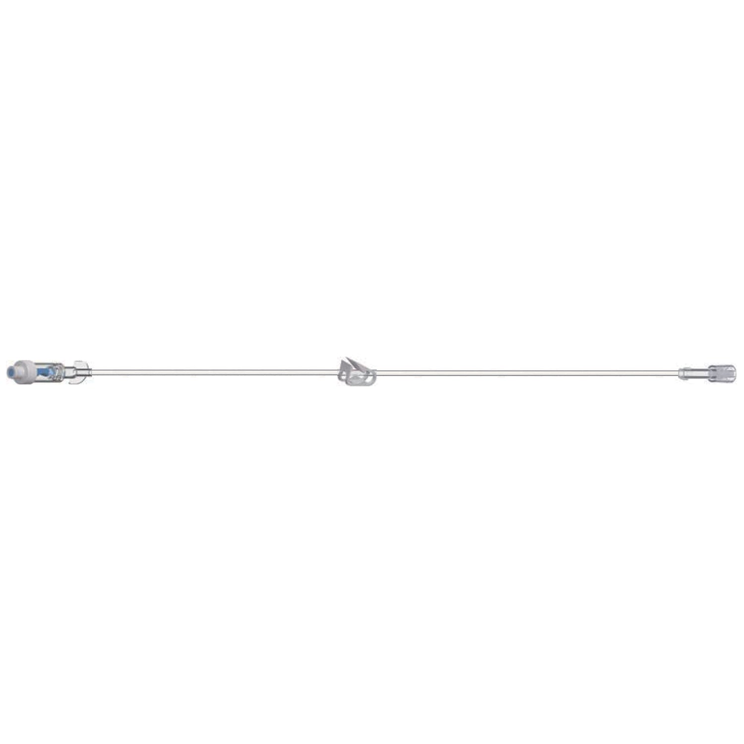 AE3108 - Amsino International, Inc. - Standard Bore IV Extension Set, 8" Length, 1.2 mL Priming Volume, 1 AMSafe Needle-Free Connector, Roberts Clamp, Rotating Male Luer Lock, PE Poly Pouch, 100/cs    , cs