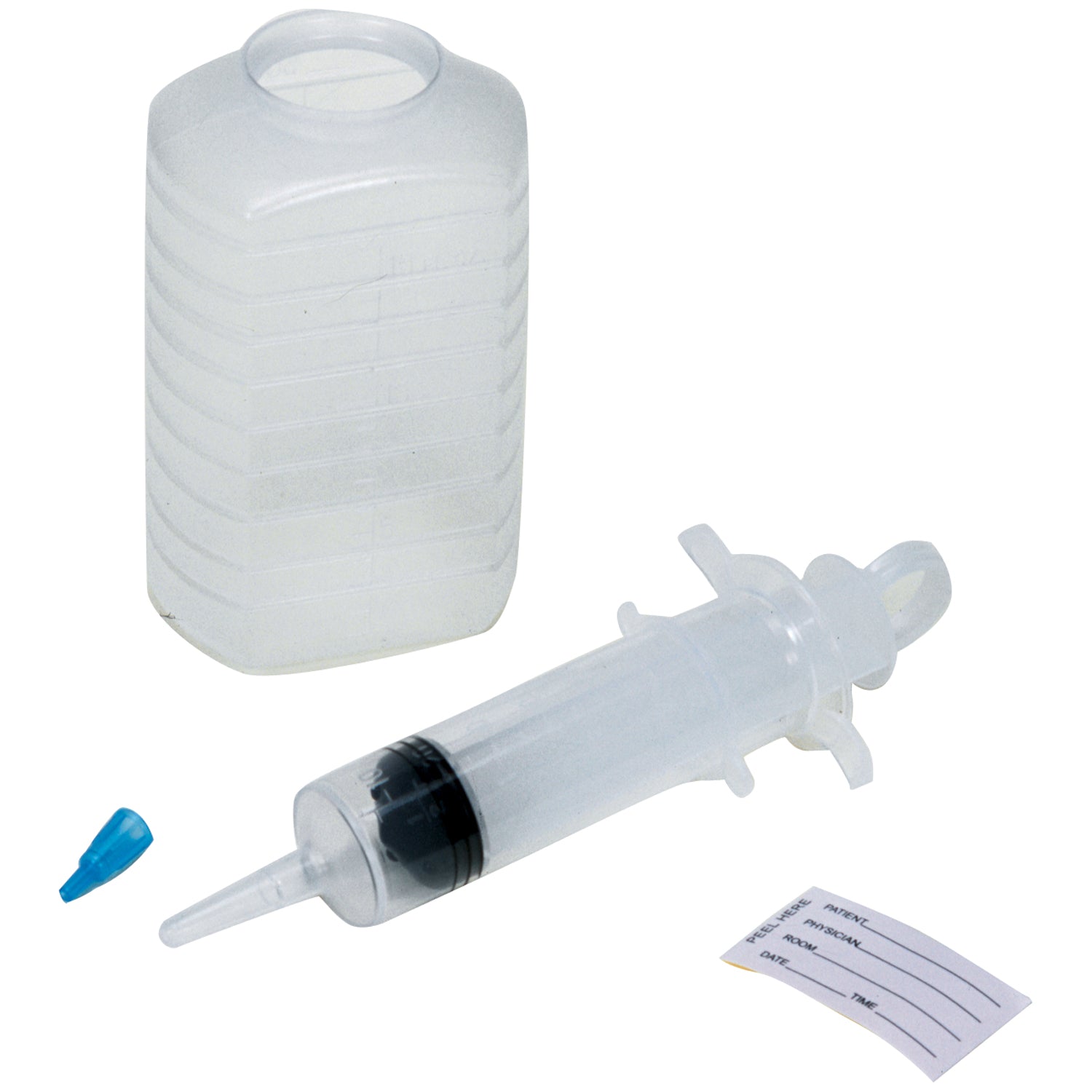 AS127 - Amsino International, Inc. - Piston Irrigation Kit Includes: 500cc Graduated Container, 60cc Thumb Control Ring Syringe, Patient ID Label, Small Tube Adapter, Packaged in a Resealable IV Pole Bag, 30/cs (64 cs/plt)     , cs