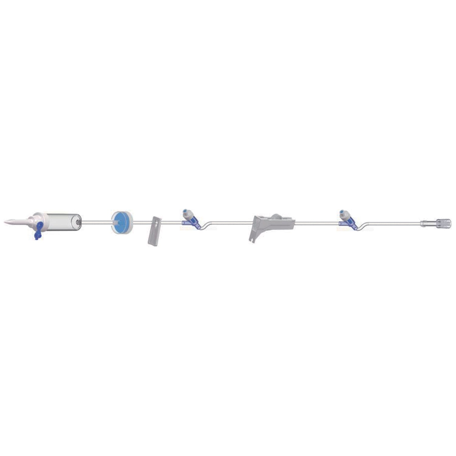 AS3101 - Amsino International, Inc. - Adult Primary Piggyback IV Set, 15 Drops Per mL, 110" Length, 21 mL Priming Volume, Vented/Non-Vented, Back Check Valve, 1 Slide Clamp, 2 AMSafe® Needle-Free Y Sites, Roller Clamp, Rotating Male Luer Lock, Poly Pouch