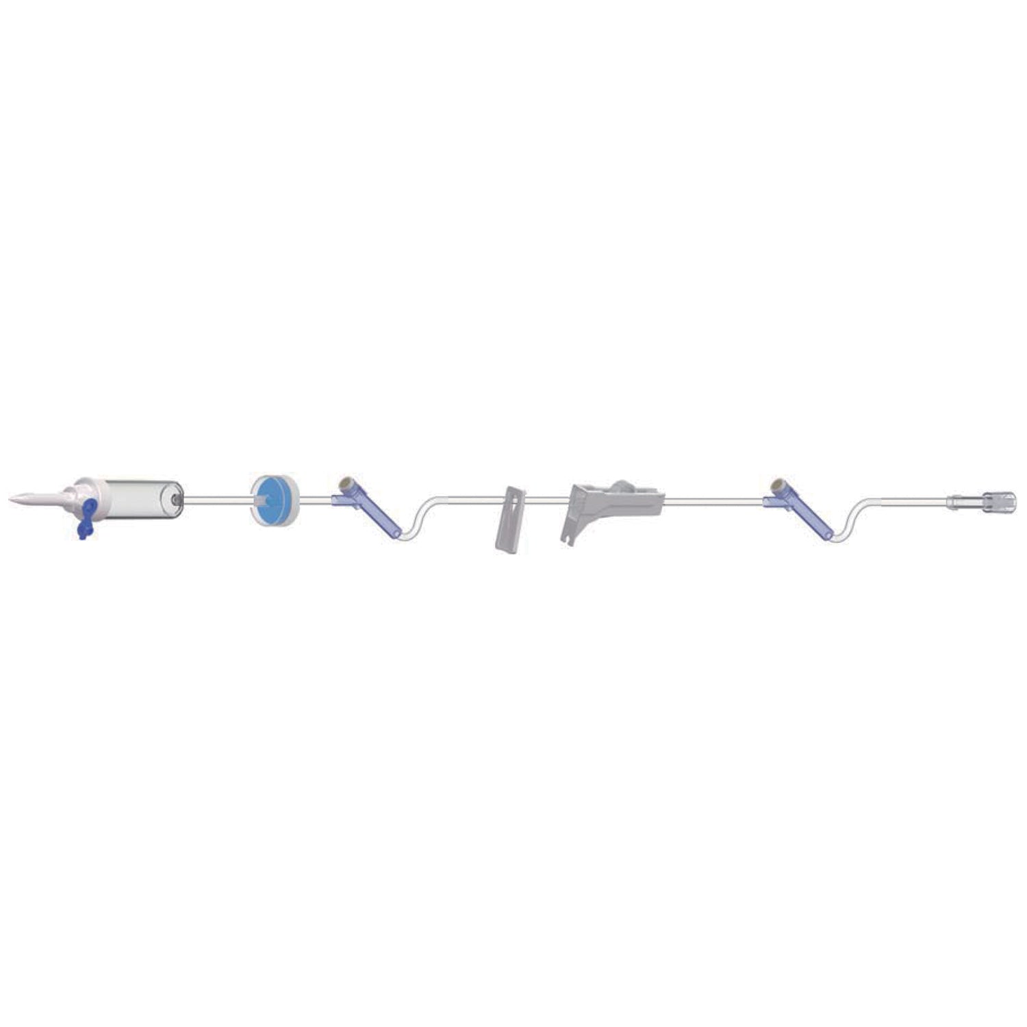 AS3102 - Amsino International, Inc. - Adult Primary Piggyback IV Set, 15 Drops Per mL, 110" Length, 22 mL Priming Volume, Vented/Non-Vented, Back Check Valve, 1 Slide Clamp, 2 Pre-Pierced Y Sites, Roller Clamp, Rotating Male Luer Lock, Poly Pouch, 50/cs