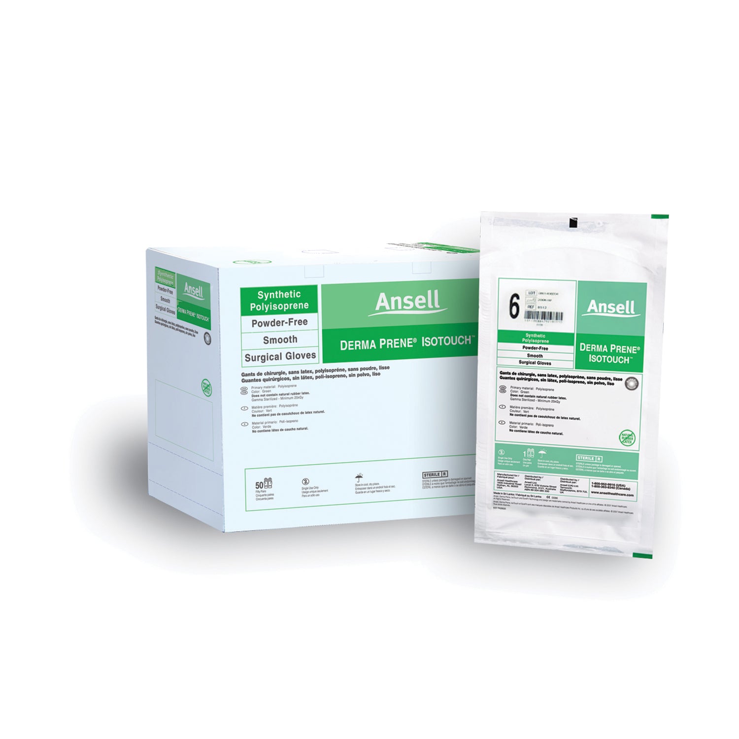 20685270 - Ansell - Surgical Gloves, 100% Synthetic Polyisoprene, No Natural Rubber, Sterile, Powder Free (PF), Surgical, Size 7.0, 50 pr/bx, 4 bx/cs (25 cs/plt) (US Only)    , cs