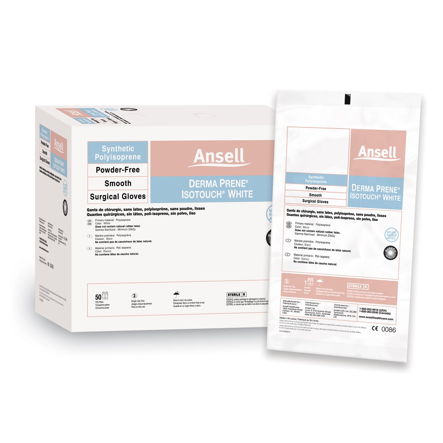 20685770 - Ansell - Surgical Gloves, Size 7, White, 50 pr/bx, 4 bx/cs (30 cs/plt) (US Only)    , cs