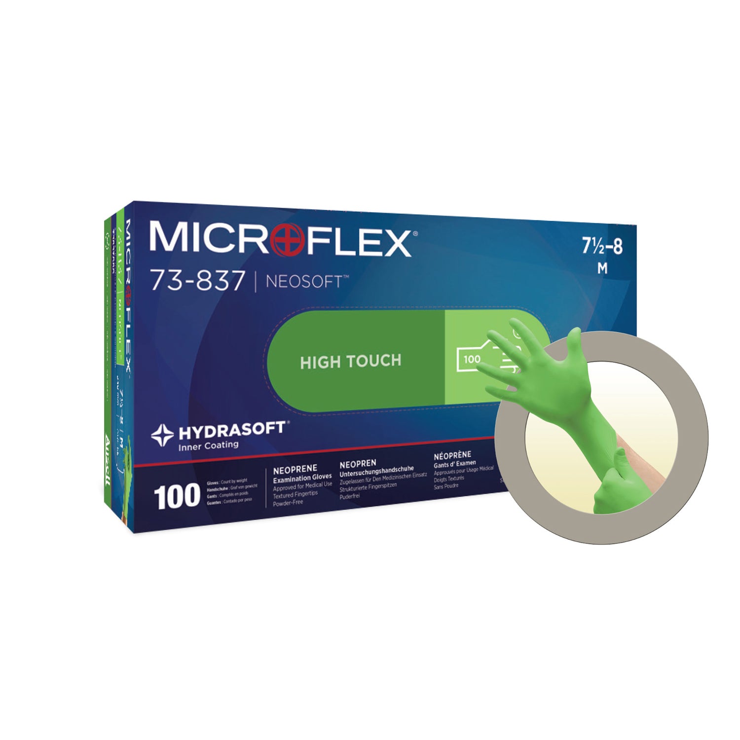 73837090 - Ansell - Exam Glove, Neoprene, Large, Size 8.5-9, Green, Powder-Free (PF), Latex-Free (LF), Non-Sterile, 100/bx, 10 bx/cs (US Only)    , cs