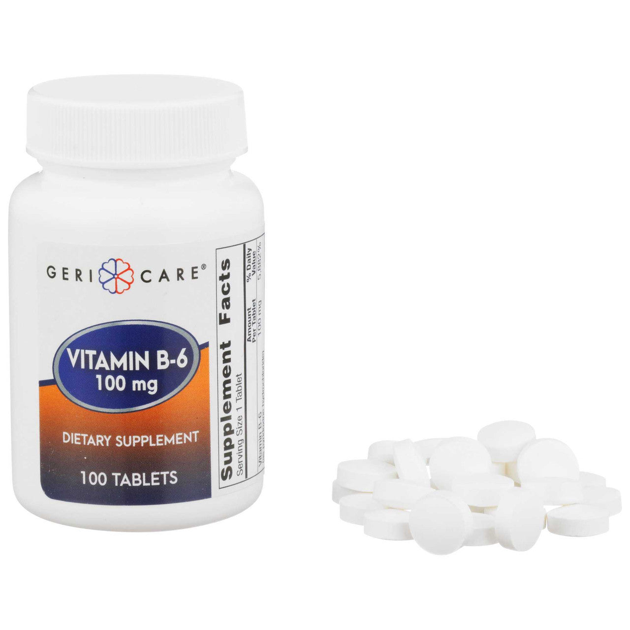 1058788 - Geri-Care - Geri-Care Vitamin B6 100 mg Strength Tablet 100 per Bottle 854-01-GCP Bottle of 1, (BT)