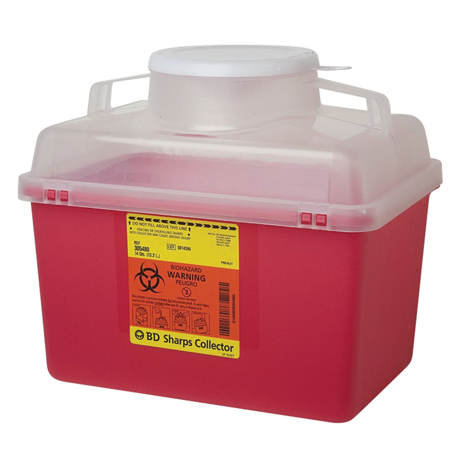 305457 - BD - Sharps Collector, 6 Gal, Open, Clear Top, Large Open Cap, 12/cs (Continental US Only) (Drop Ship Requires Pre-Approval)    , cs