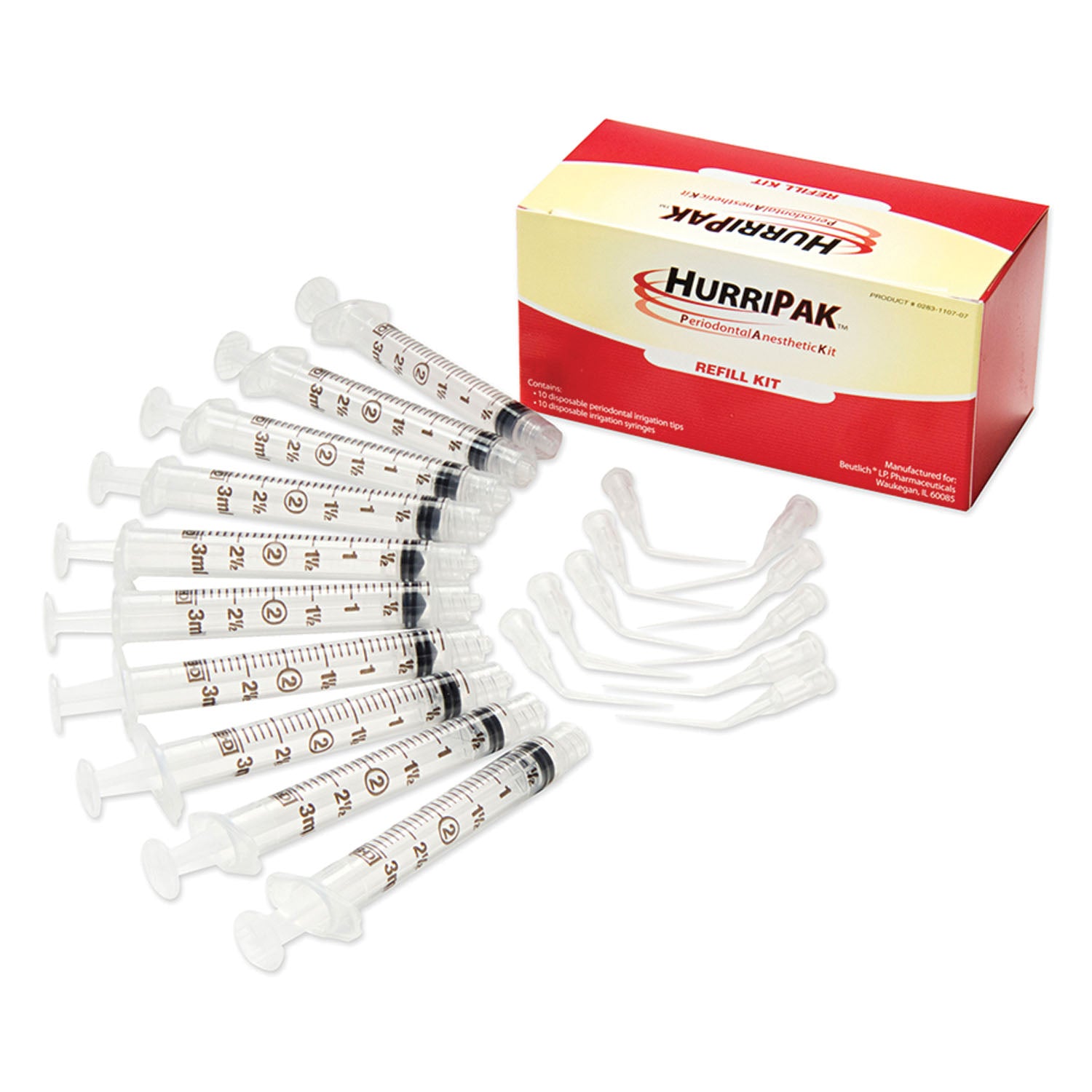 0283-1107-07 - Beutlich LP Pharmaceuticals - HurriPAK™ 補充套裝，每套包含 10 個注射器和 10 個針頭（僅限美國），每個