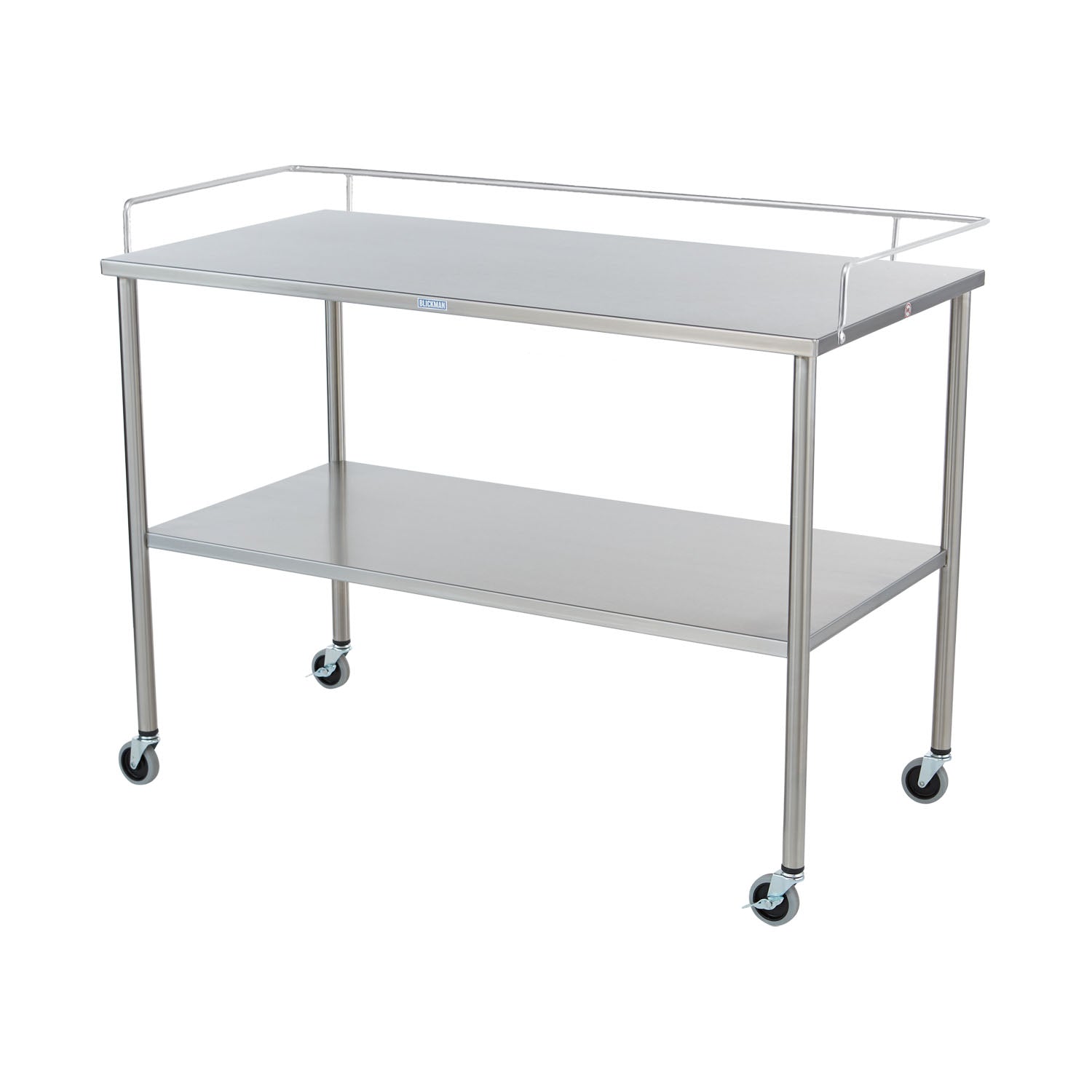 0113026000 - Blickman Industries - Mesa de instrumentos Howard de 30" de ancho x 34" de alto x 26" de profundidad con ruedas de 3", freno y barandilla de 3 lados (SOLO ENVÍO DIRECTO).