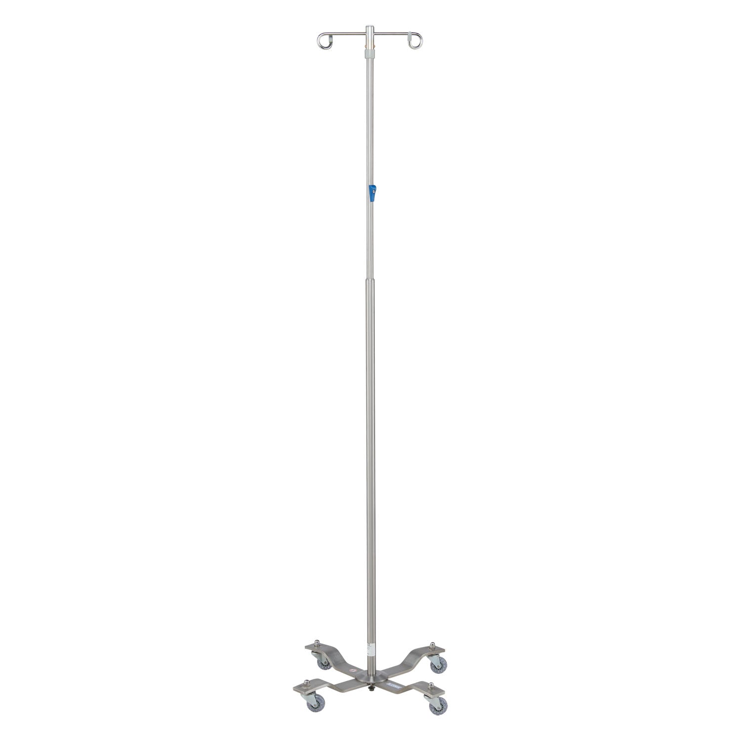 0518889000 - Blickman Industries - IV Stand, 2 Hook, Thumb Operated Slide Lock, 4 Leg, 21 1/4" Diameter Stainless Steel Low Center of Gravity Welded Base (DROP SHIP ONLY)    , ea