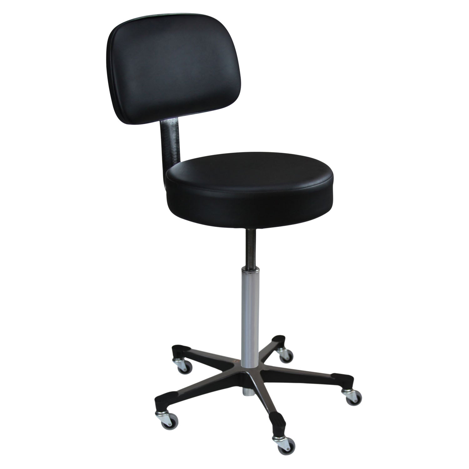 1021113325 - Blickman Industries - Exam Stool 1113, Black, (5) Leg, Black Composite Base, Backrest (DROP SHIP ONLY)    , ea