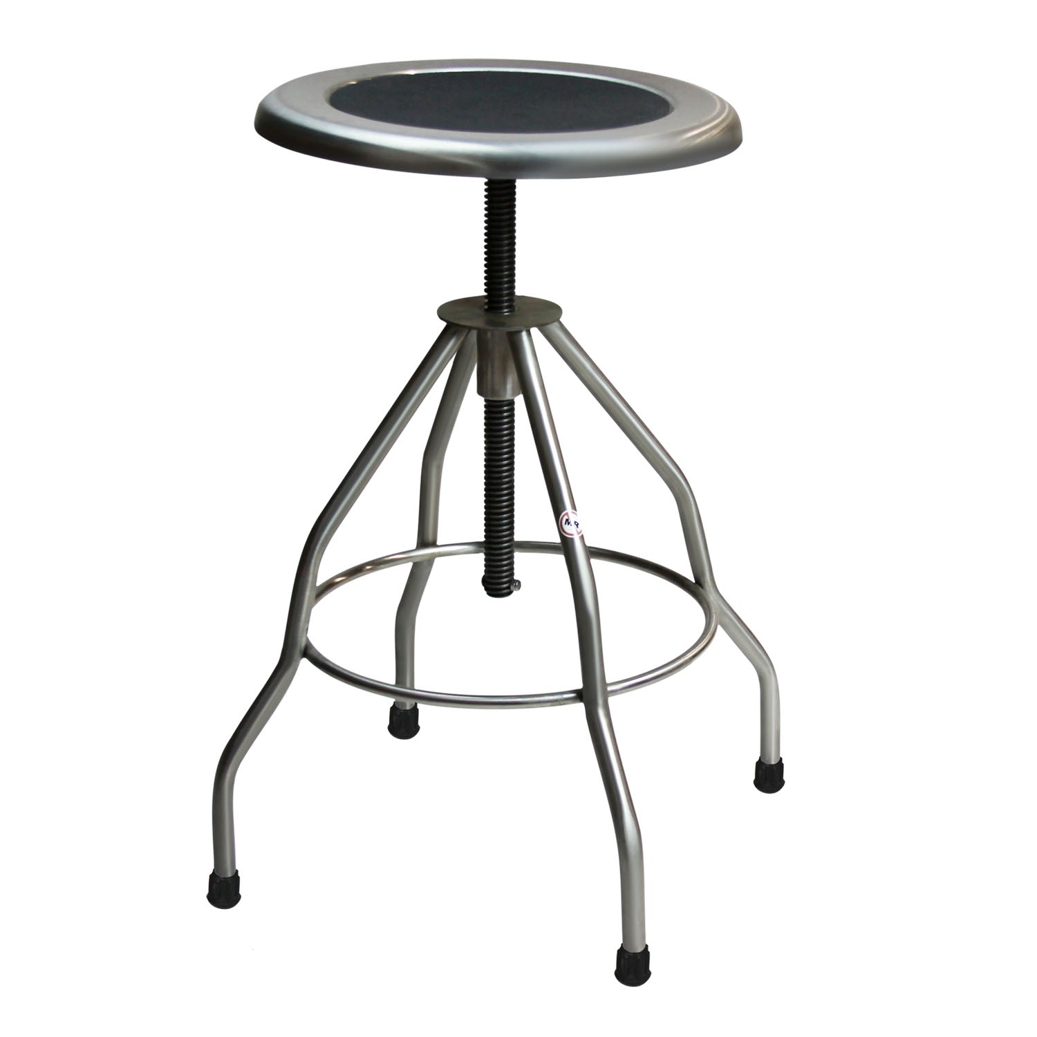 1027745000 - Blickman Industries - Clifton Revolving Stool, 15" Diameter, Stainless Steel Seat, (4) Leg, Crutch Tips (DROP SHIP ONLY)    , ea
