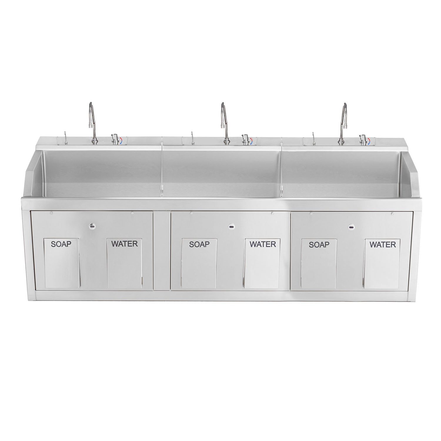 1339883W00 - Blickman Industries - Lodi Scrub Sink, (3) Place, Wall Mounted, Knee Action Control, Soap Dispenser, Infrared Water Control (DROP SHIP ONLY)    , ea