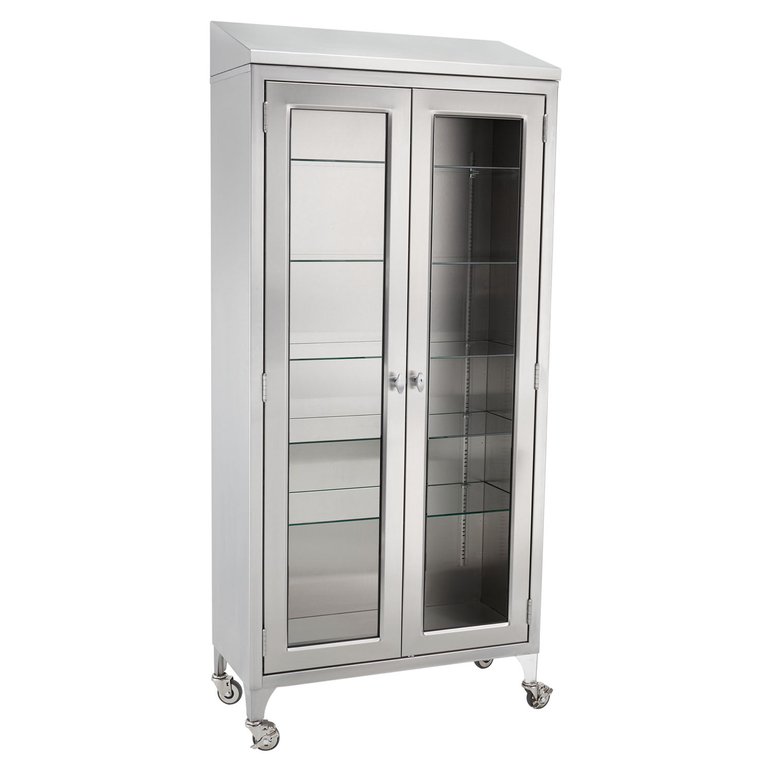 1537970000 - Blickman Industries - Paul Cabinet 35 5/8"W x 79 1/4"H x 16"D, (5) Glass Shelves, (2) 3" Casters, Brake (DROP SHIP ONLY)    , ea