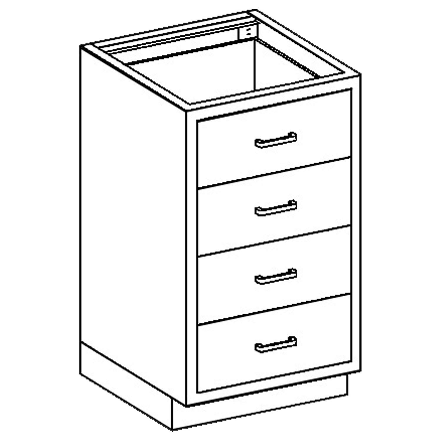 2012324000 - Blickman Industries - Gabinete base de 24 1/8" de ancho x 35 3/4" de alto x 22" de profundidad, (4) cajones de 1/4-1/2 (SOLO ENVÍO DIRECTO), c/u