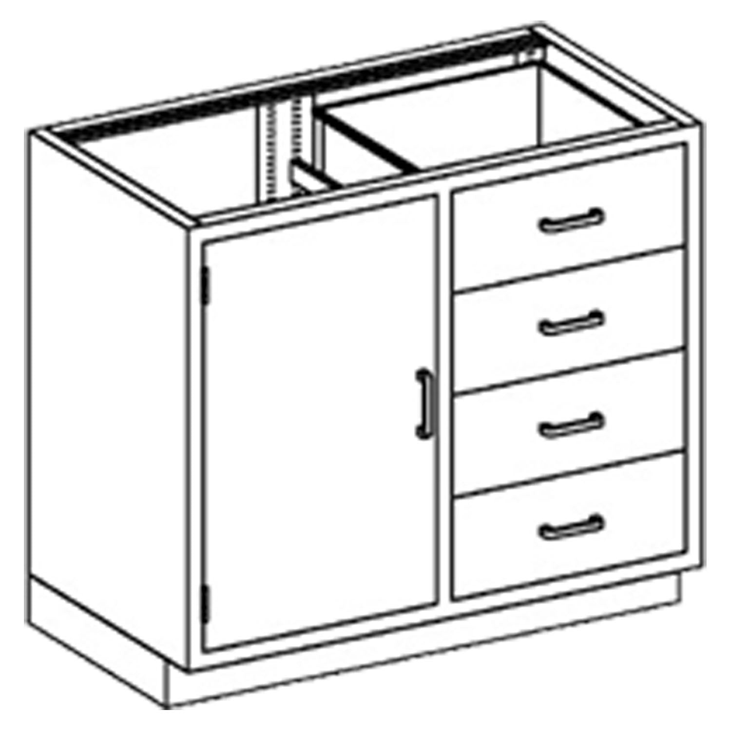 2013435000 - Blickman Industries - Base Cabinet 35"W x 35 3/4"H x 22"D, (4) Drawers On Right, (1) Door On Left, Countertop, Sink On Left (DROP SHIP ONLY)    , ea