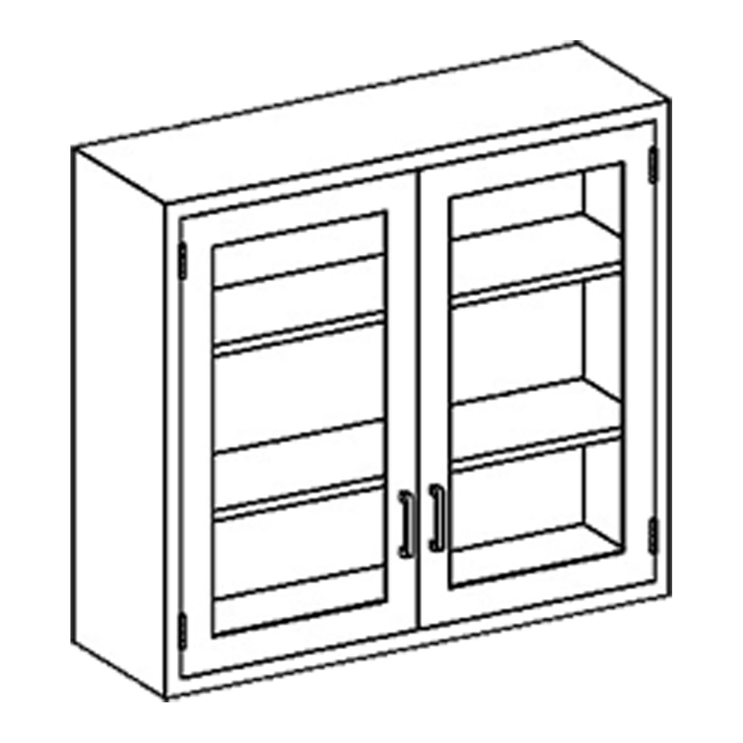 2020335000 - Blickman Industries - Wall Cabinet 35"W x 30"H x 13"D, (2) Stainless Steel Adjustable Shelves, Hinge Glass Door (DROP SHIP ONLY)    , ea