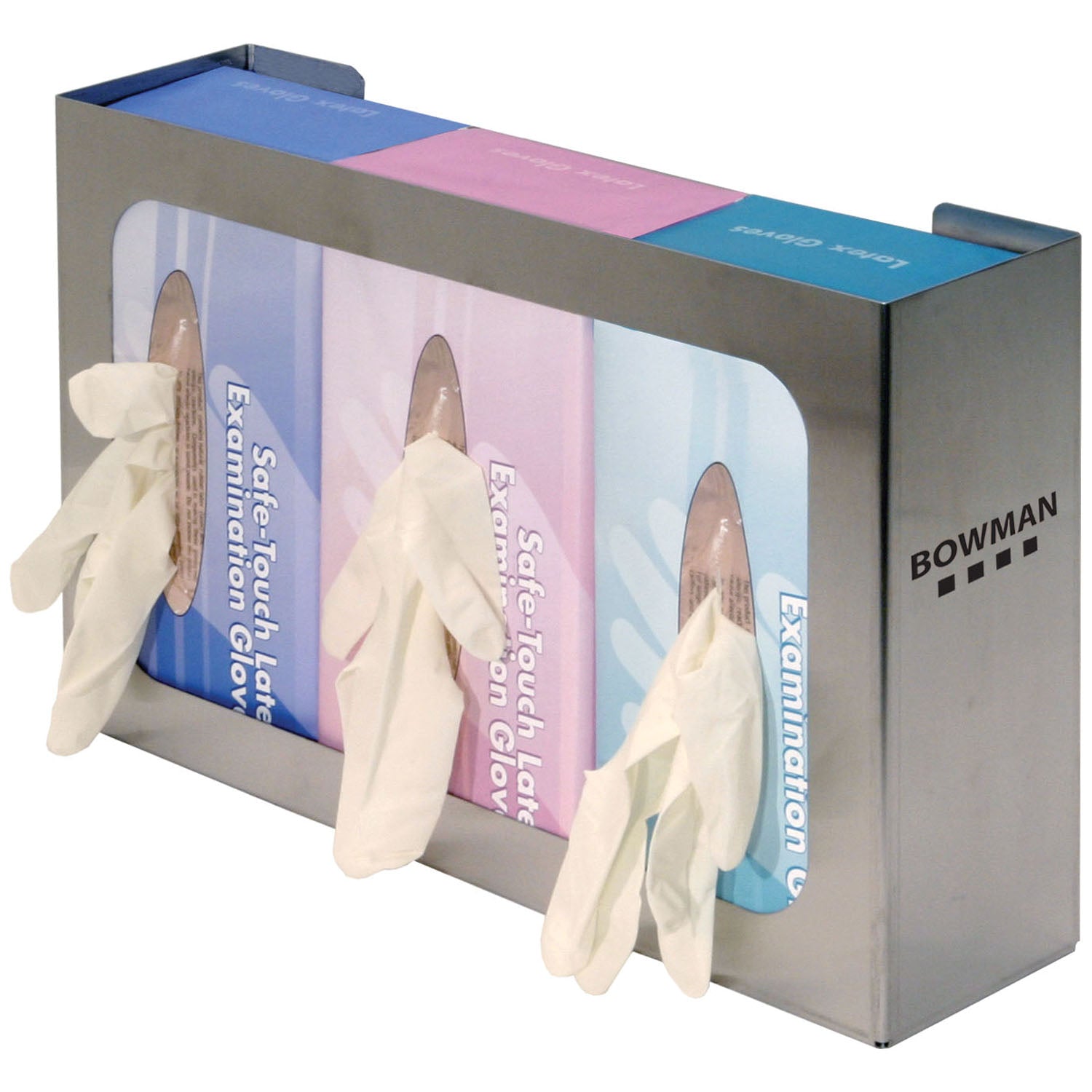 GS-006 - MarketLab, Inc. - Glove Box Dispenser, Triple, Holds Three Boxes of Gloves, Two-Way Keyholes For Vertical or Horizontal Wall Mounting, Stainless Steel, 15 13/16"W x 10 1/16"H x 3 13/16"D (Made in USA)    , ea