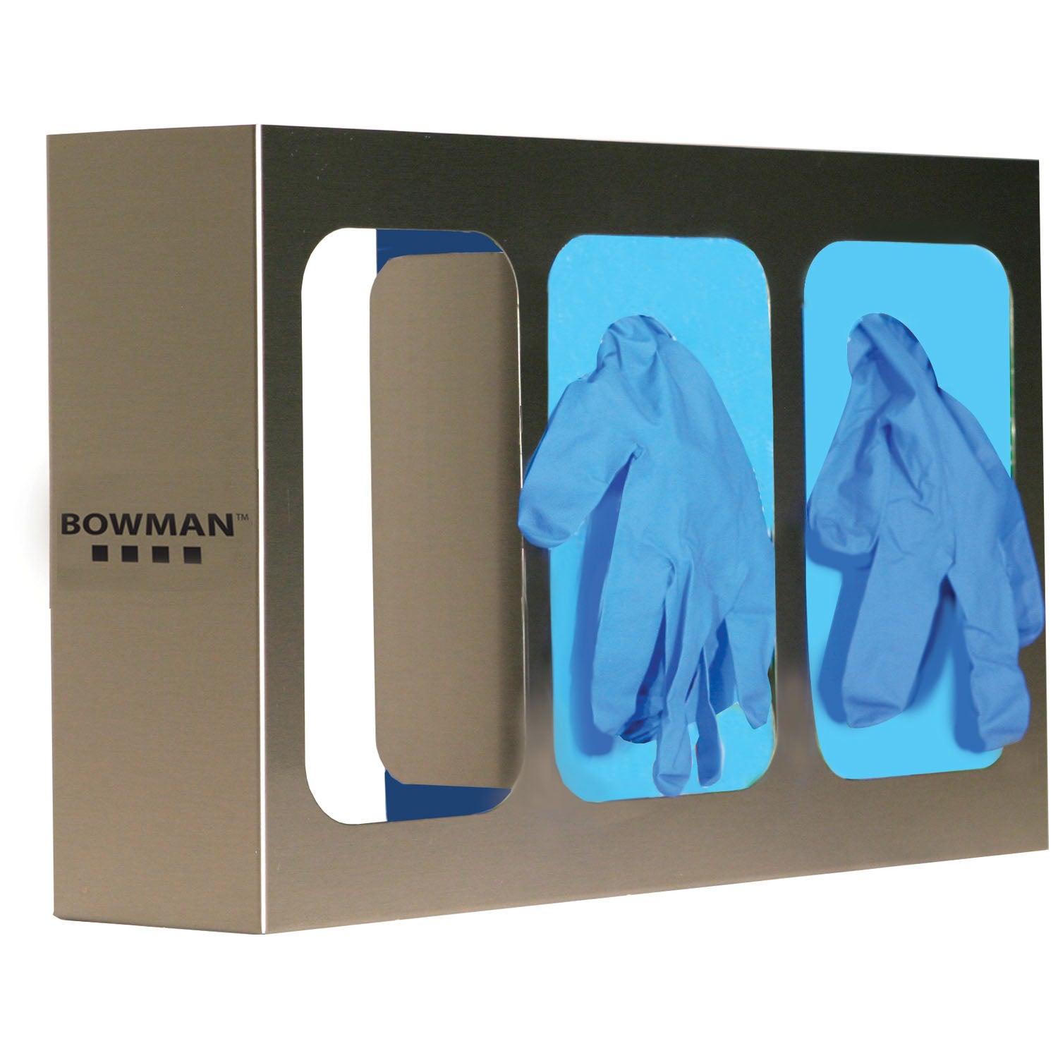 GS-123 - MarketLab, Inc. - Glove Box Dispenser, Triple with Dividers, Holds Three Boxes of Gloves, Two-Way Keyholes For Vertical or Horizontal Wall Mounting, Stainless Steel, 15 7/8"W x 10"H x 3 13/16"D (Made in USA)    , ea