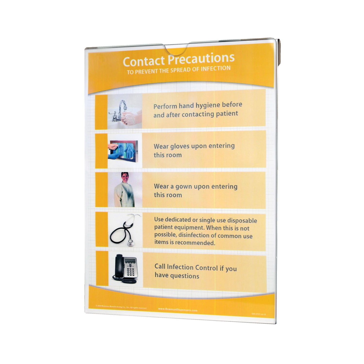 MP-047 - MarketLab, Inc. - Sign Holder, Clip-On, Holds 8½"W x 11"H Signs, Clips onto Front of Protection Organizers, Clear PETG Plastic, 8½"W x 11 3/16"H x 5/8"D (Made in USA)    , ea