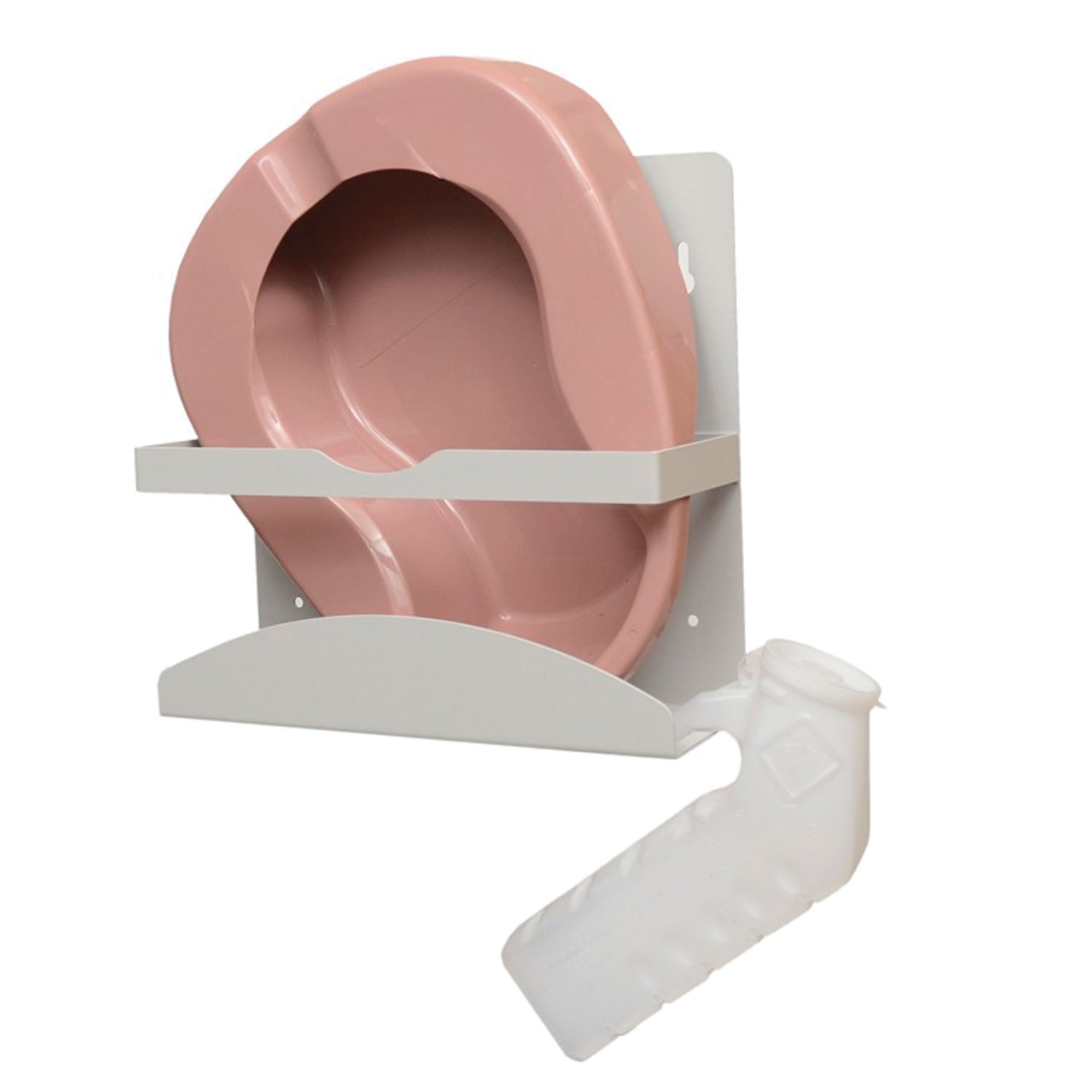 NC001-0512 - MarketLab, Inc. - Bedpan/ Urinal Dispenser, Holds Standard Size Bedpans, Urinals & Specimen Collection Containers, Keyholes For Wall Mounting, Quartz Powder Coated Aluminum, 12 5/16"W x 12"H x 4 11/16"D (Made in USA)    , ea