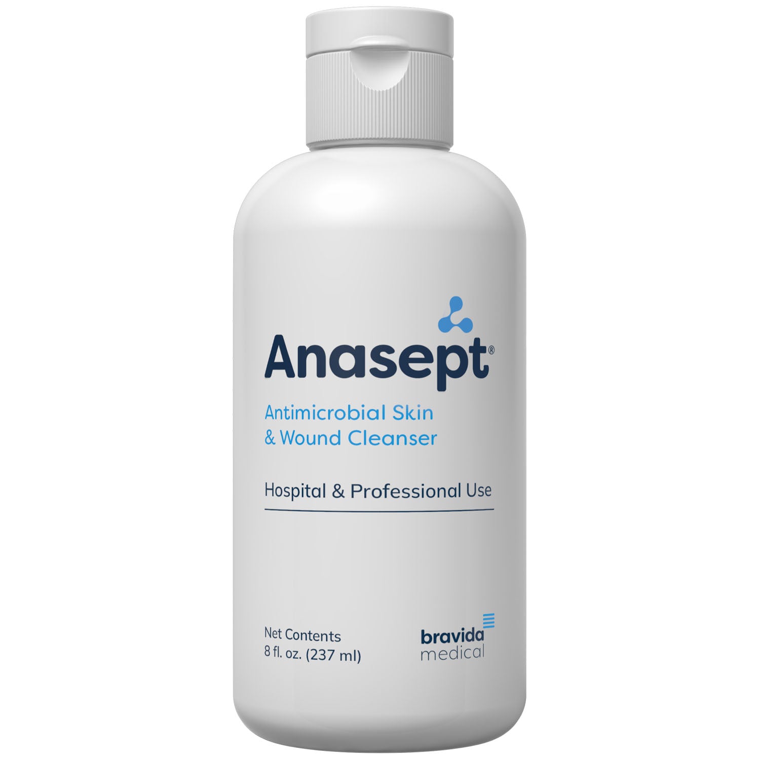 4008C - Bravida Medical - Limpiador antimicrobiano para piel y heridas Anasept®, 8 oz, tapa dispensadora, 12 unidades (192 unidades/plt)