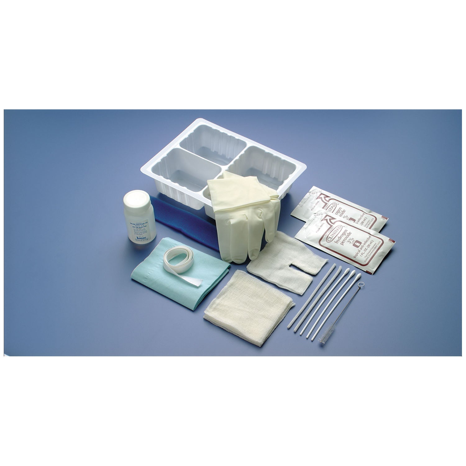 800 - Busse Hospital Disposables, Inc. - 氣管切開護理套裝，含過氧化氫、1 雙手套、1 塊聚乙烯襯裡手術鋪巾，無菌，20 套/箱（僅限美國），箱裝