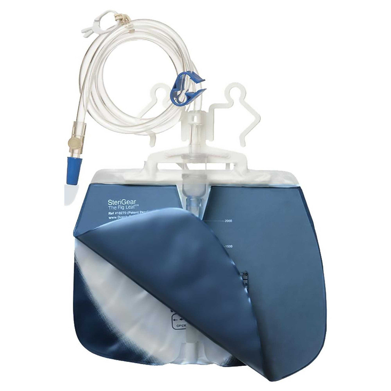 717729 - Fig Leaf - Fig Leaf 2L Urinary Drain Bag with Anti-Reflux Valve, Universal Hanger, Rope Hanger and 46'' Tubing, Sterile, Box of 20, (BX)
